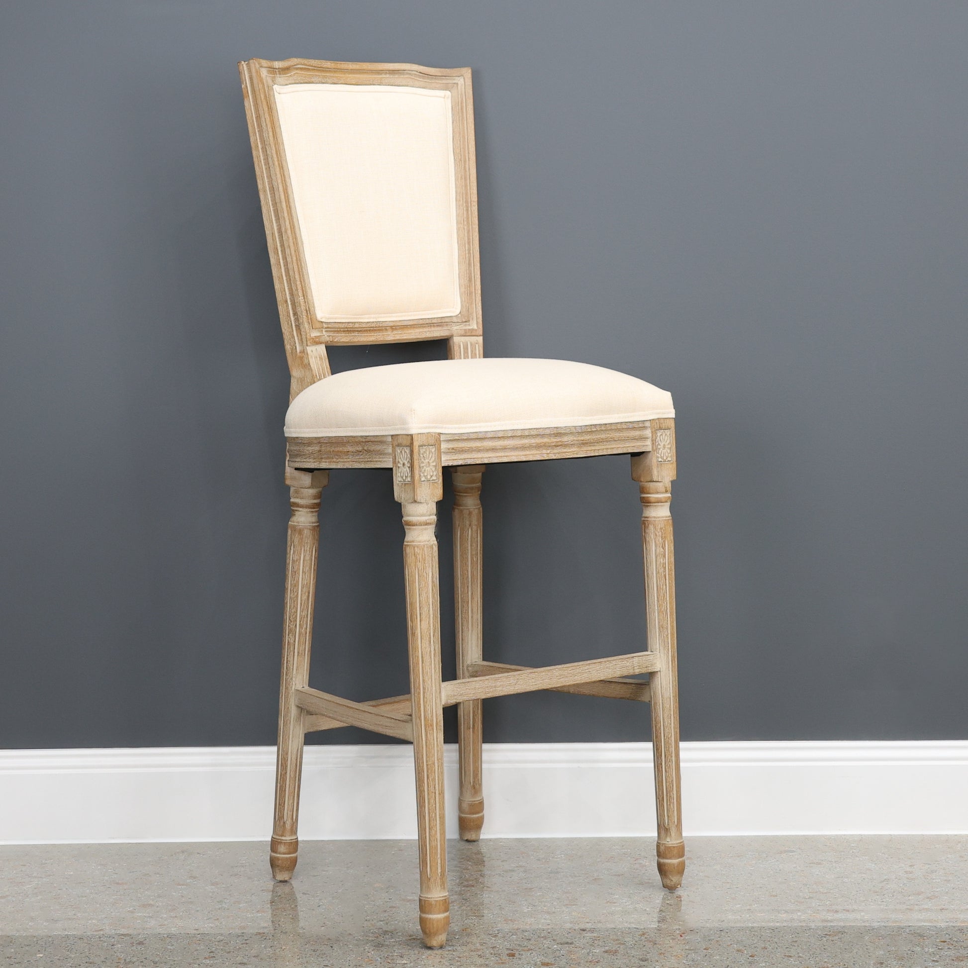 Provincial Stool w/ Fabric Back