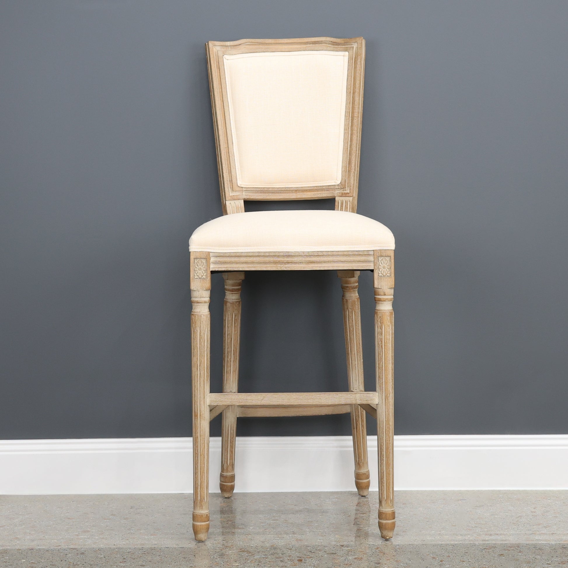 Provincial Stool w/ Fabric Back