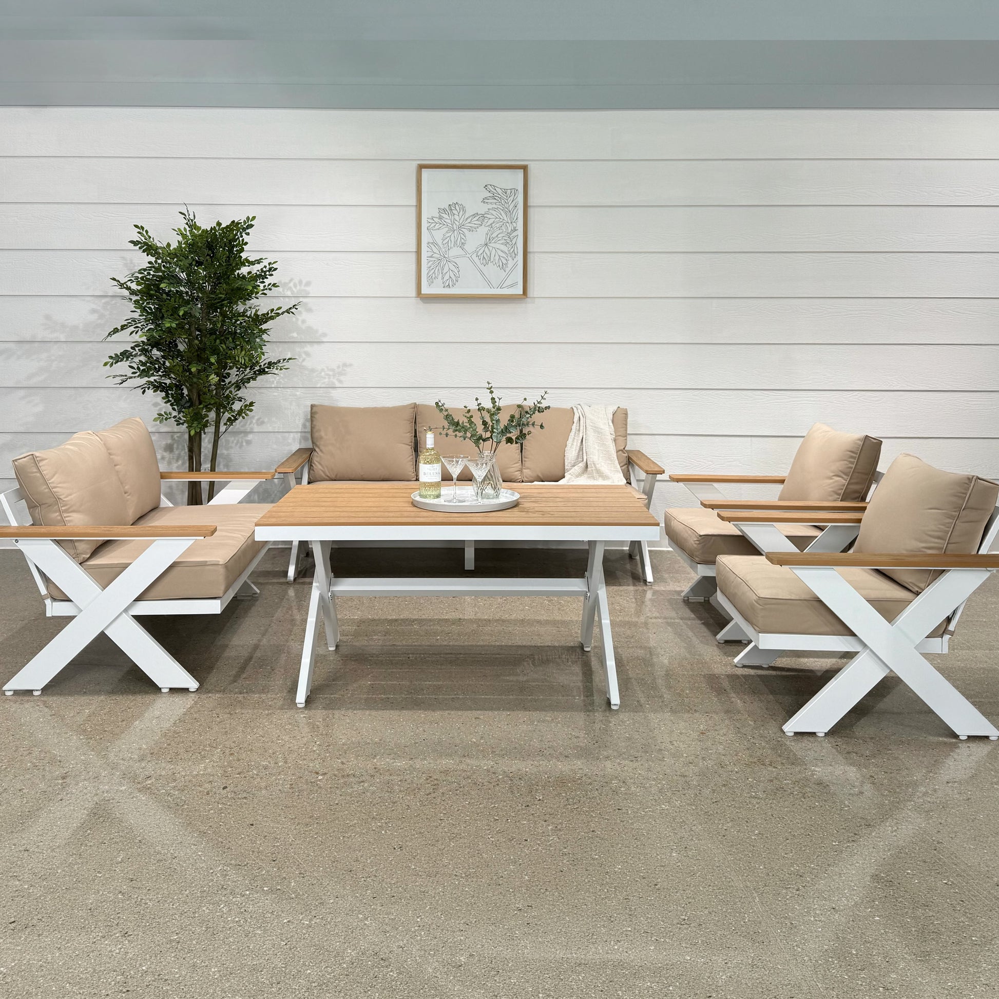 Harrison 5 Piece Outdoor Setting - White