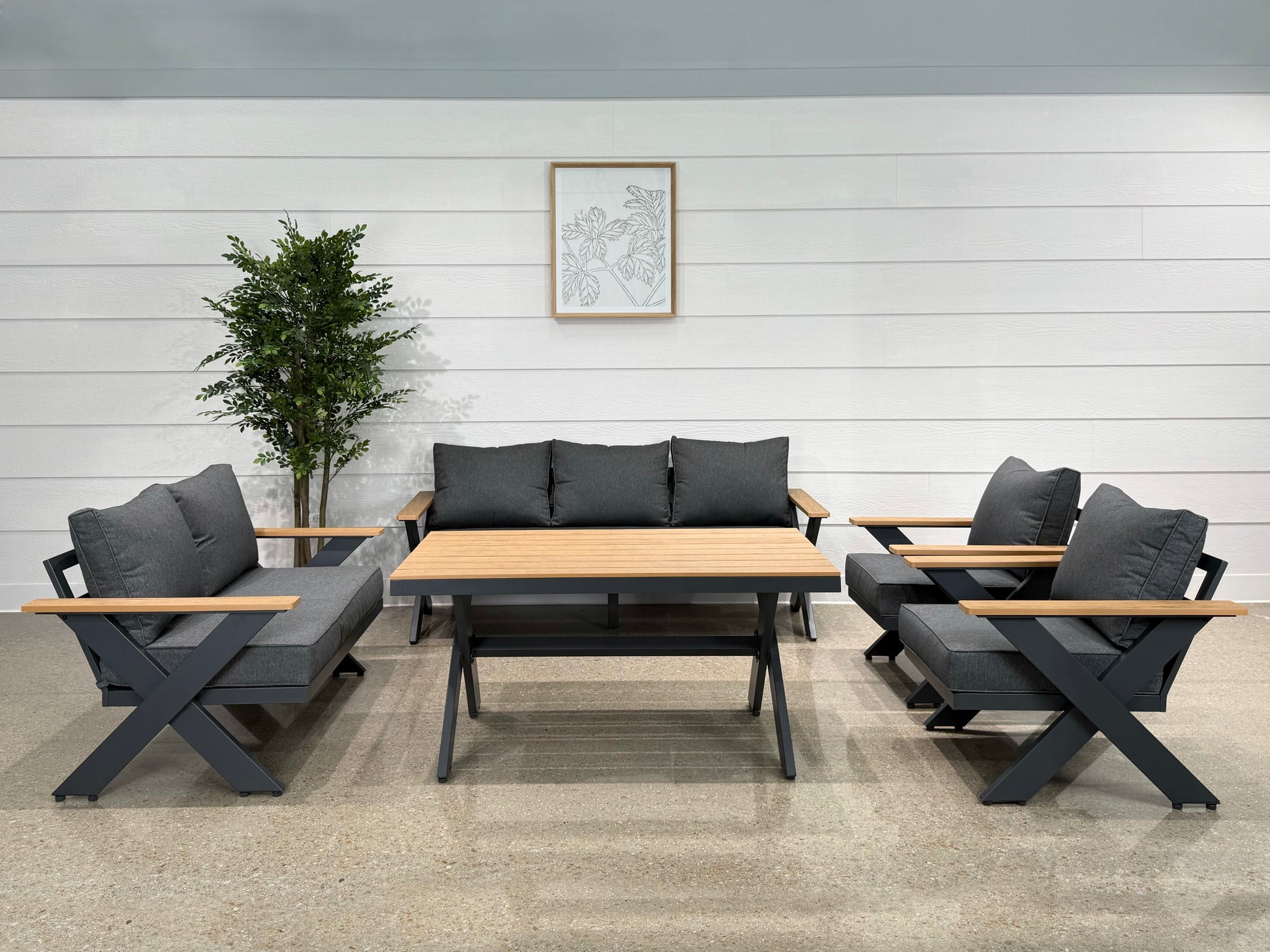 Harrison 5 Piece Outdoor Setting - Charcoal