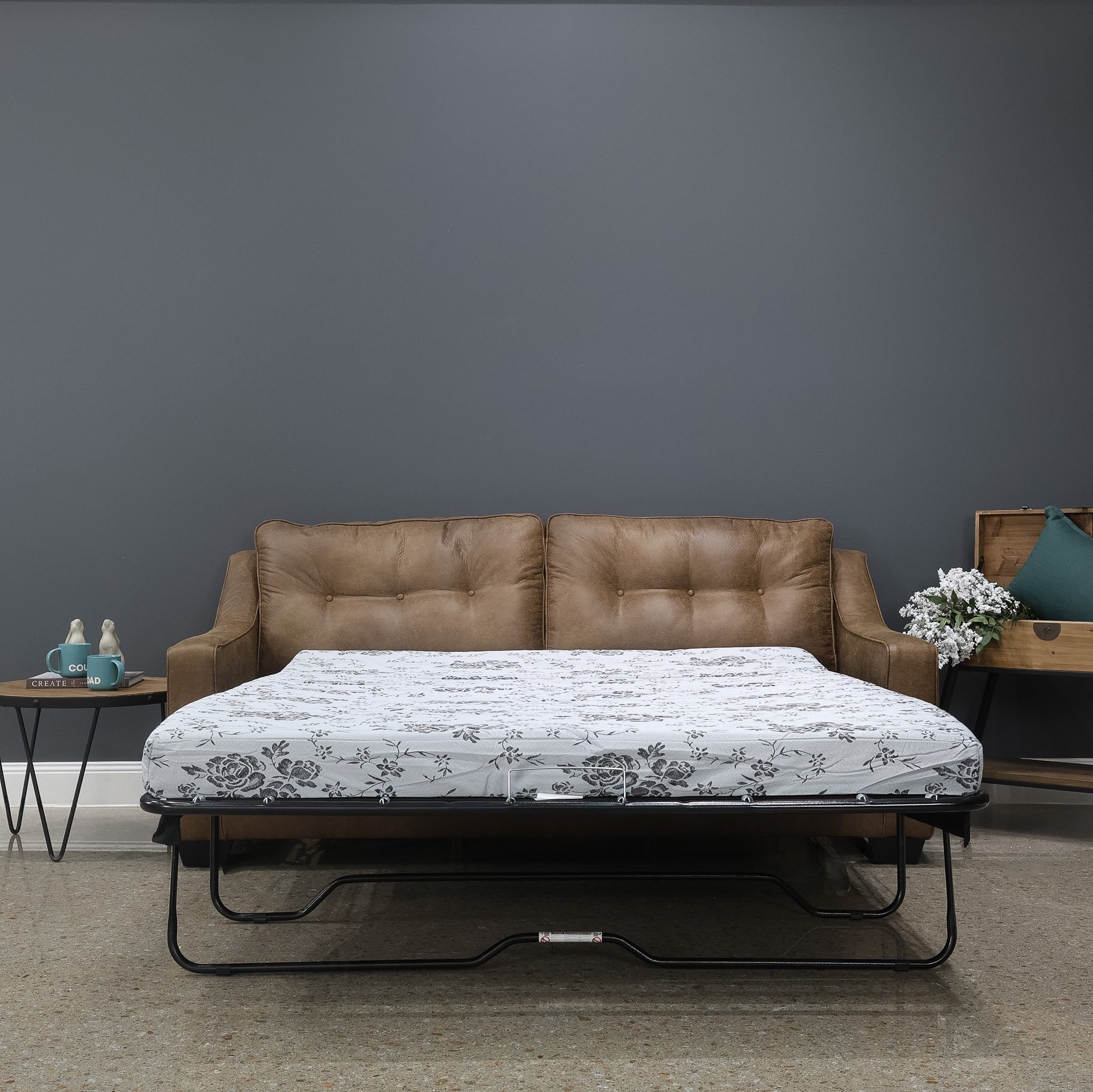 Victoria Queen Sofa Sleeper - Tan Leather Air