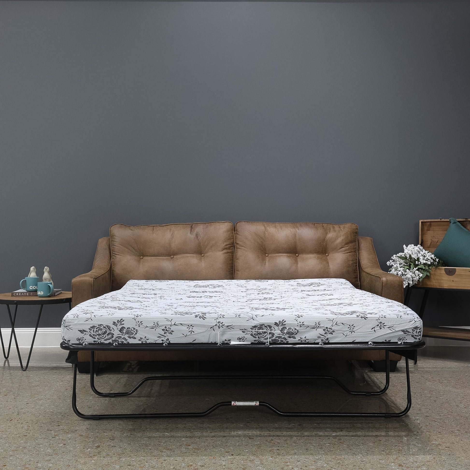 Victoria Queen Sofa Sleeper - Tan Leather Air