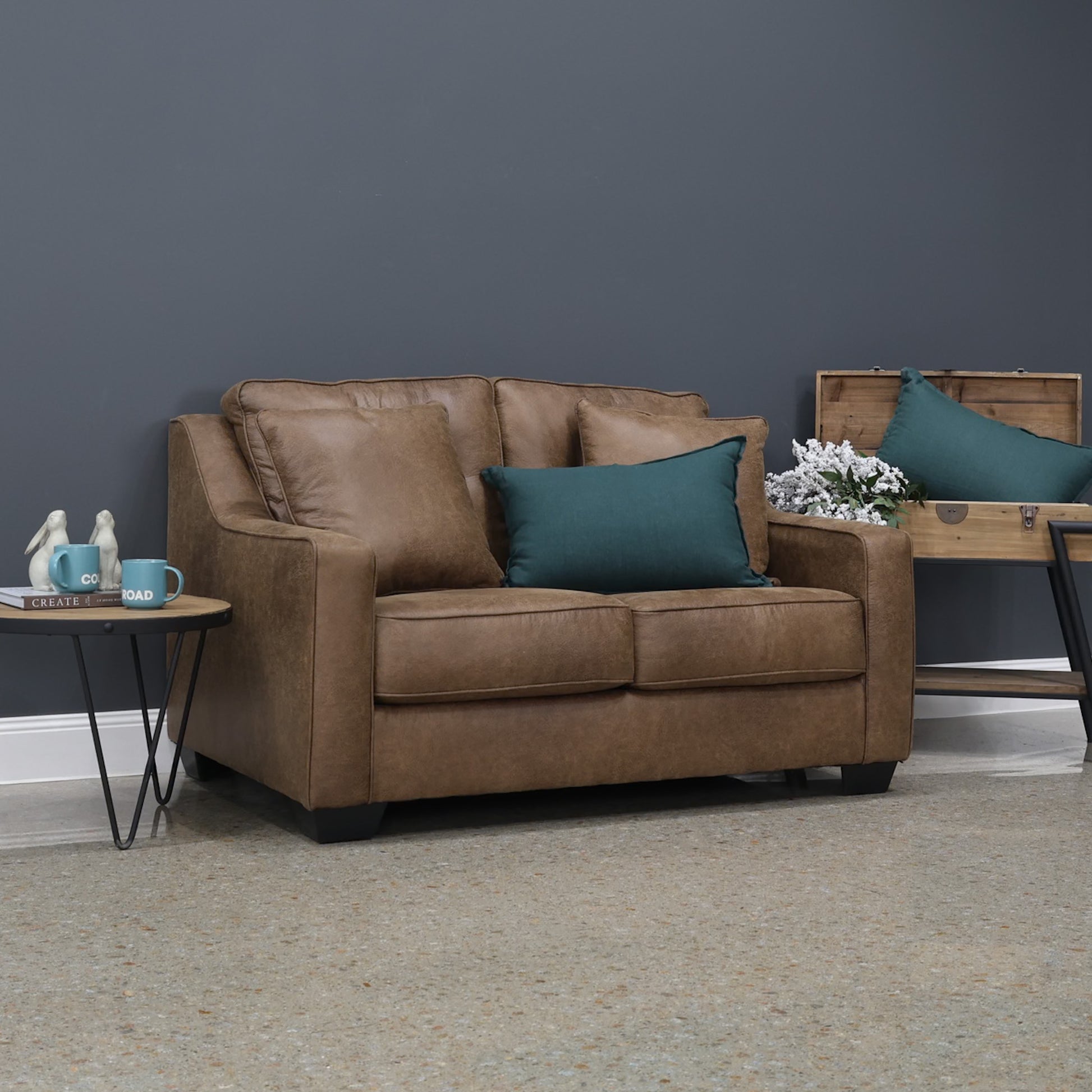 Victoria Loveseat - Tan Leather Air