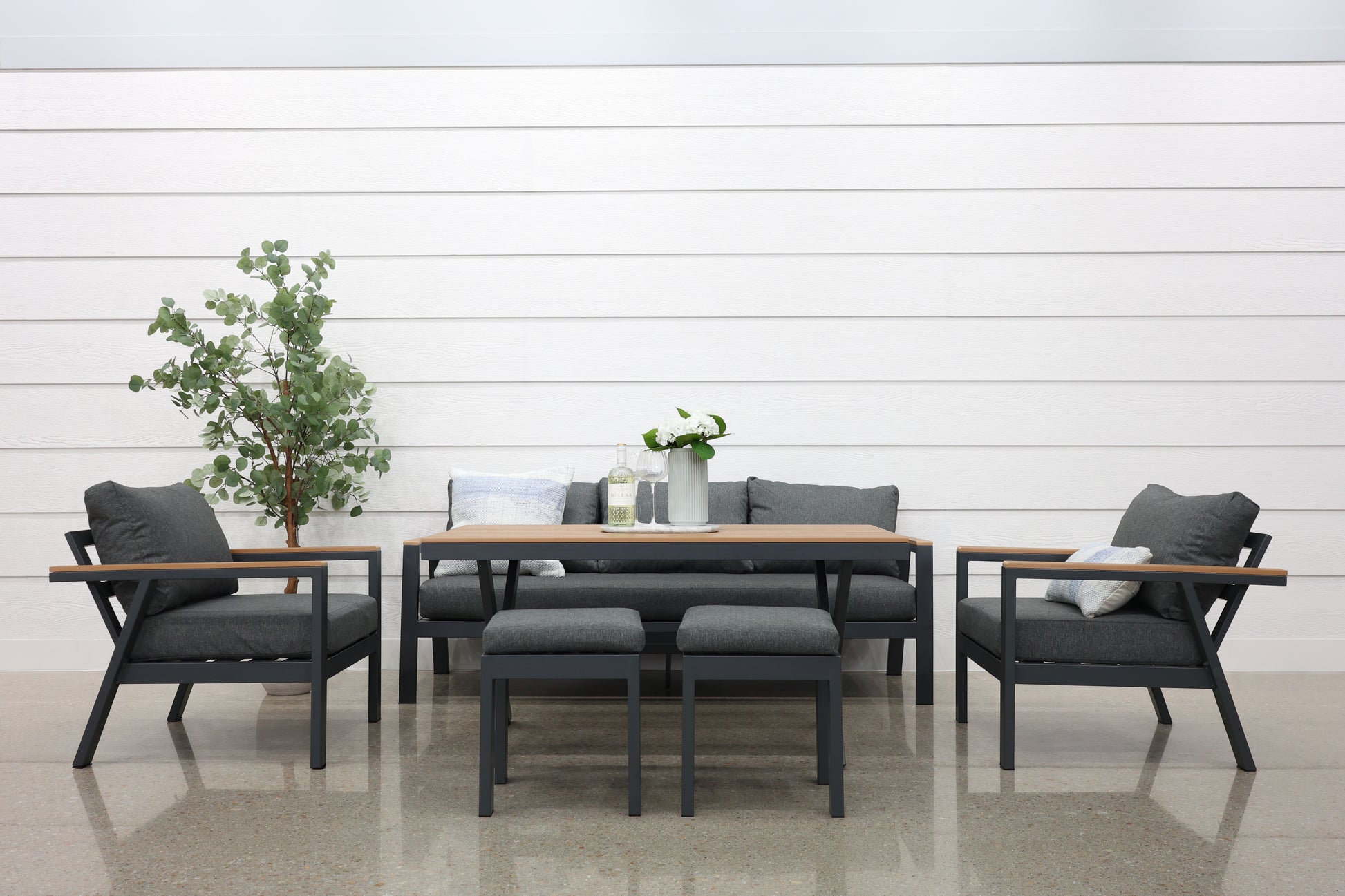 Kewarra 6 Piece Lounge Set - Charcoal