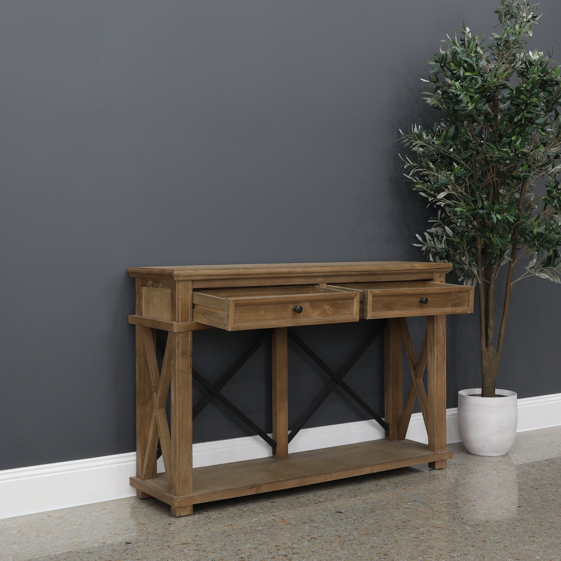 Cross Roads 2 Drawers Console