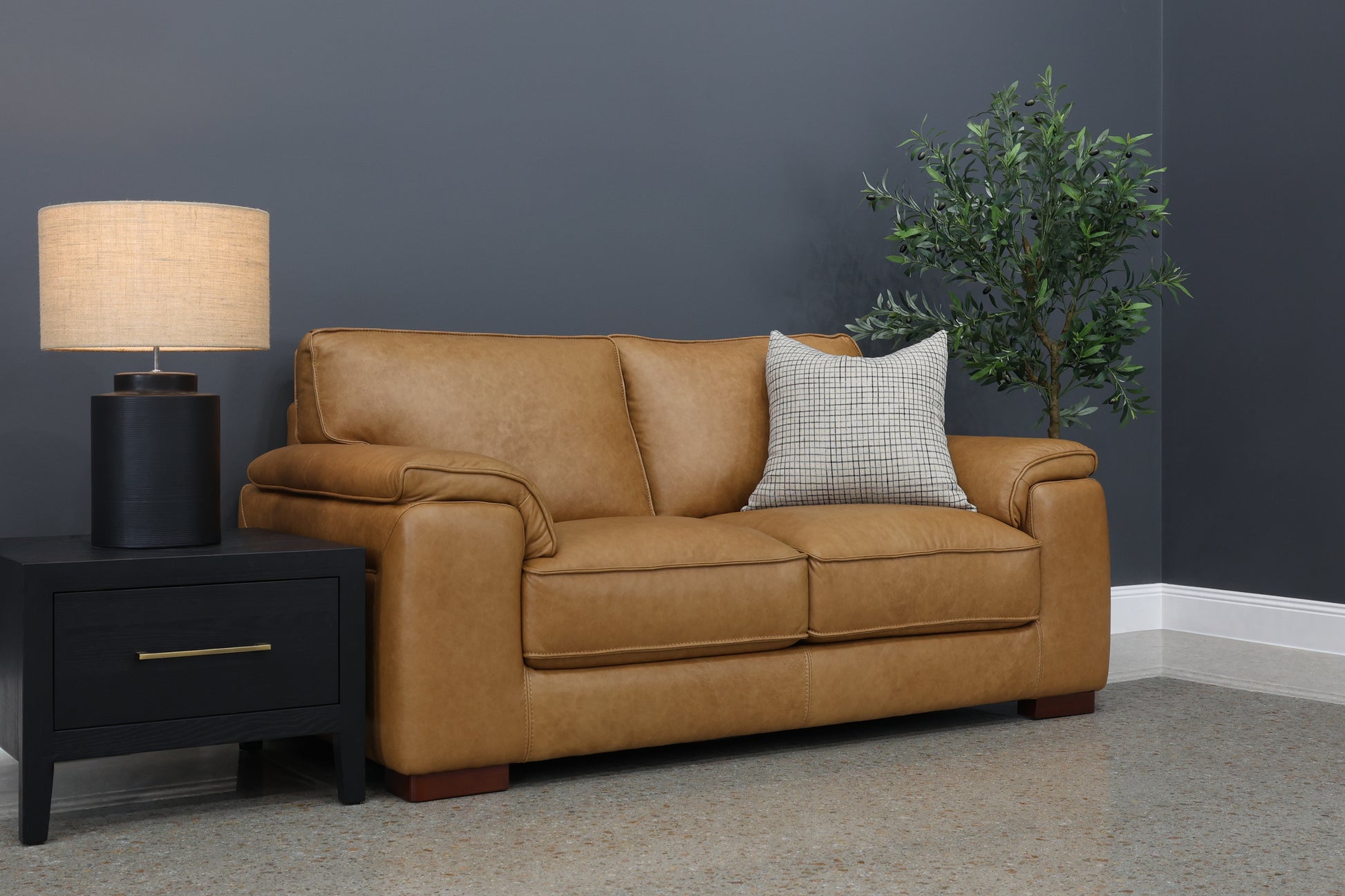 Rostrevor 2 Seater Loveseat - Tan Leather