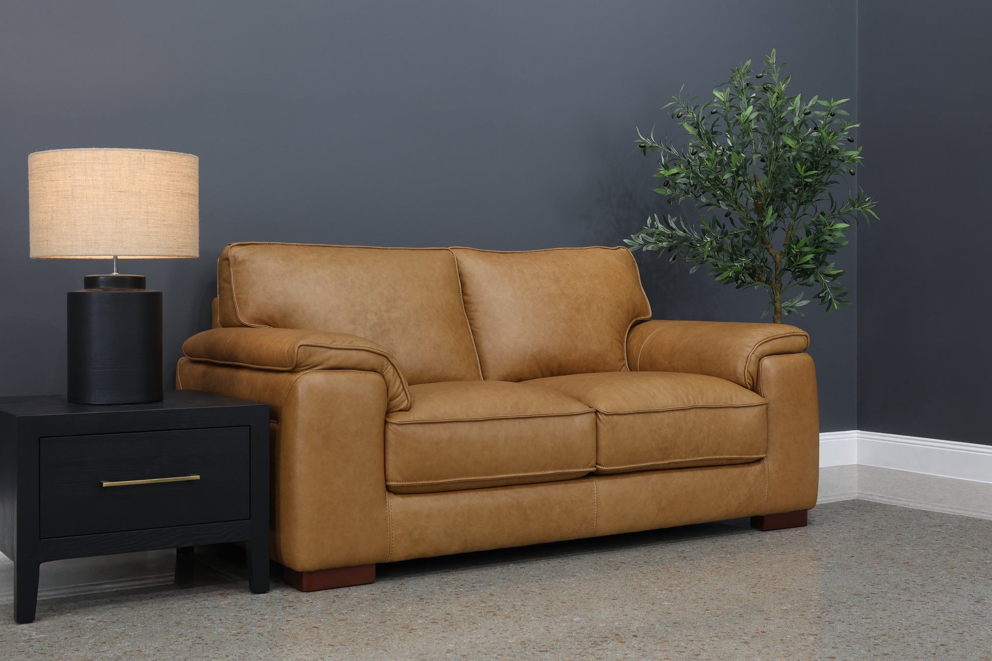 Rostrevor 2 Seater Loveseat - Tan Leather