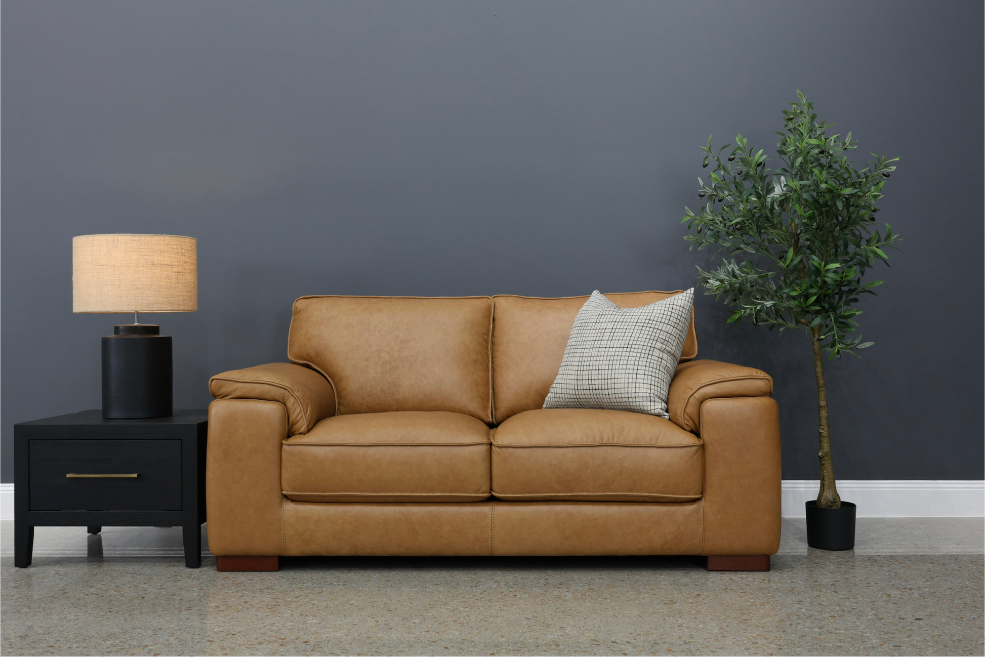 Rostrevor 2 Seater Loveseat - Tan Leather