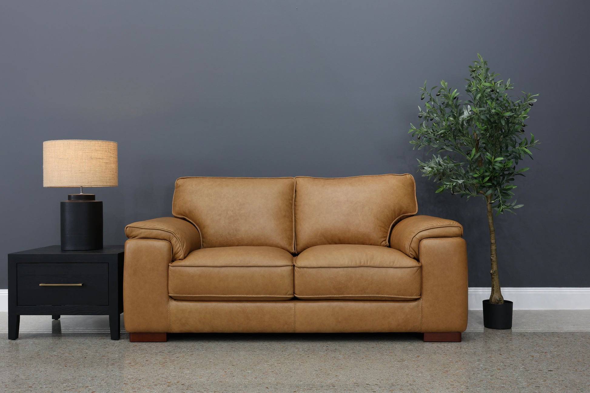 Rostrevor 2 Seater Loveseat - Tan Leather