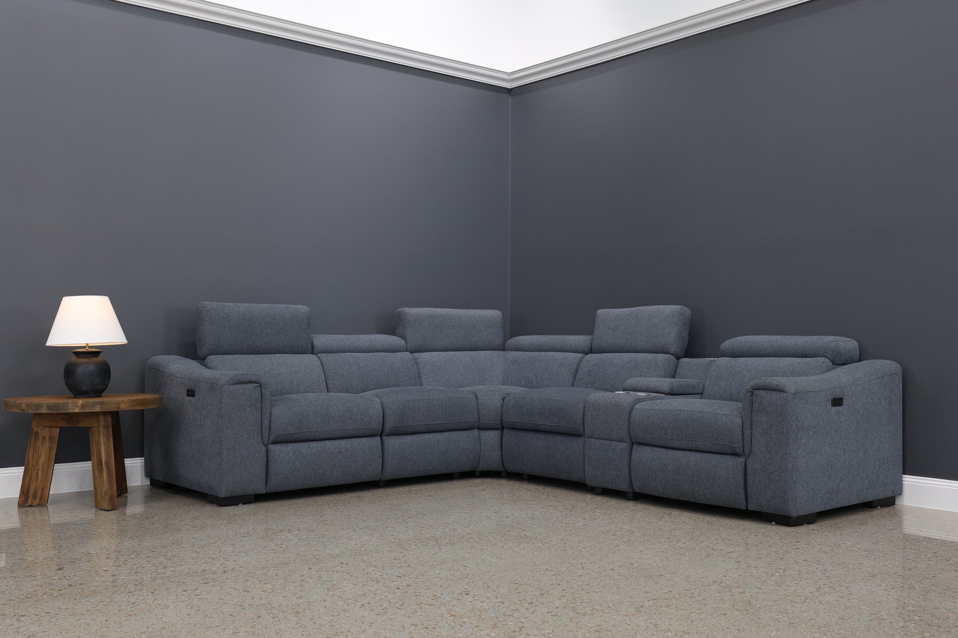 Blake Electric Reclining Corner Lounge - Dark Grey