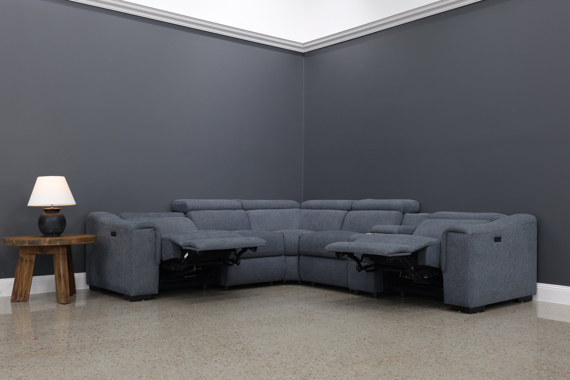 Blake Electric Reclining Corner Lounge - Dark Grey