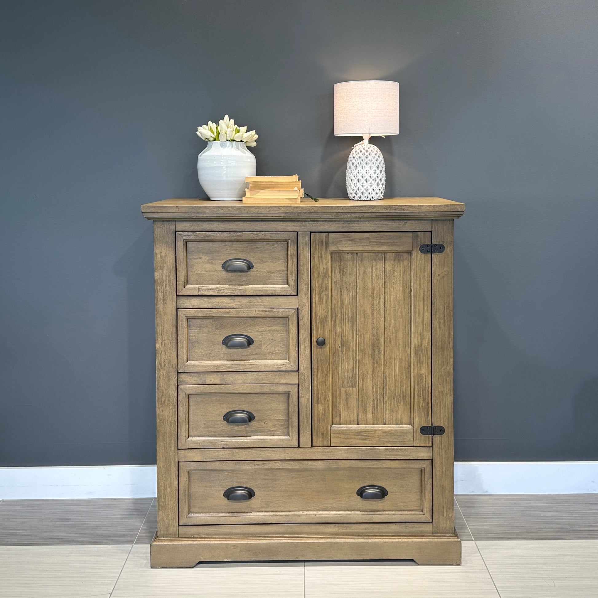 Macedon Tallboy 1 Door 4 Drawers