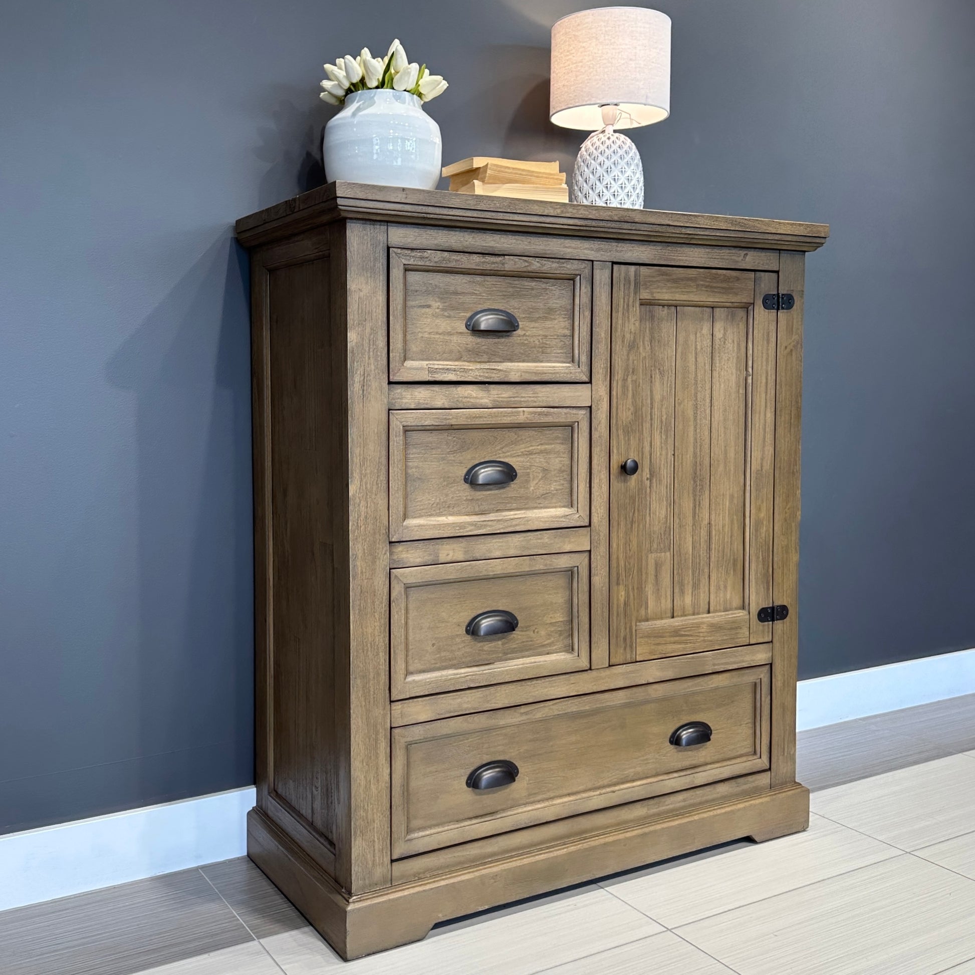 Macedon Tallboy 1 Door 4 Drawers
