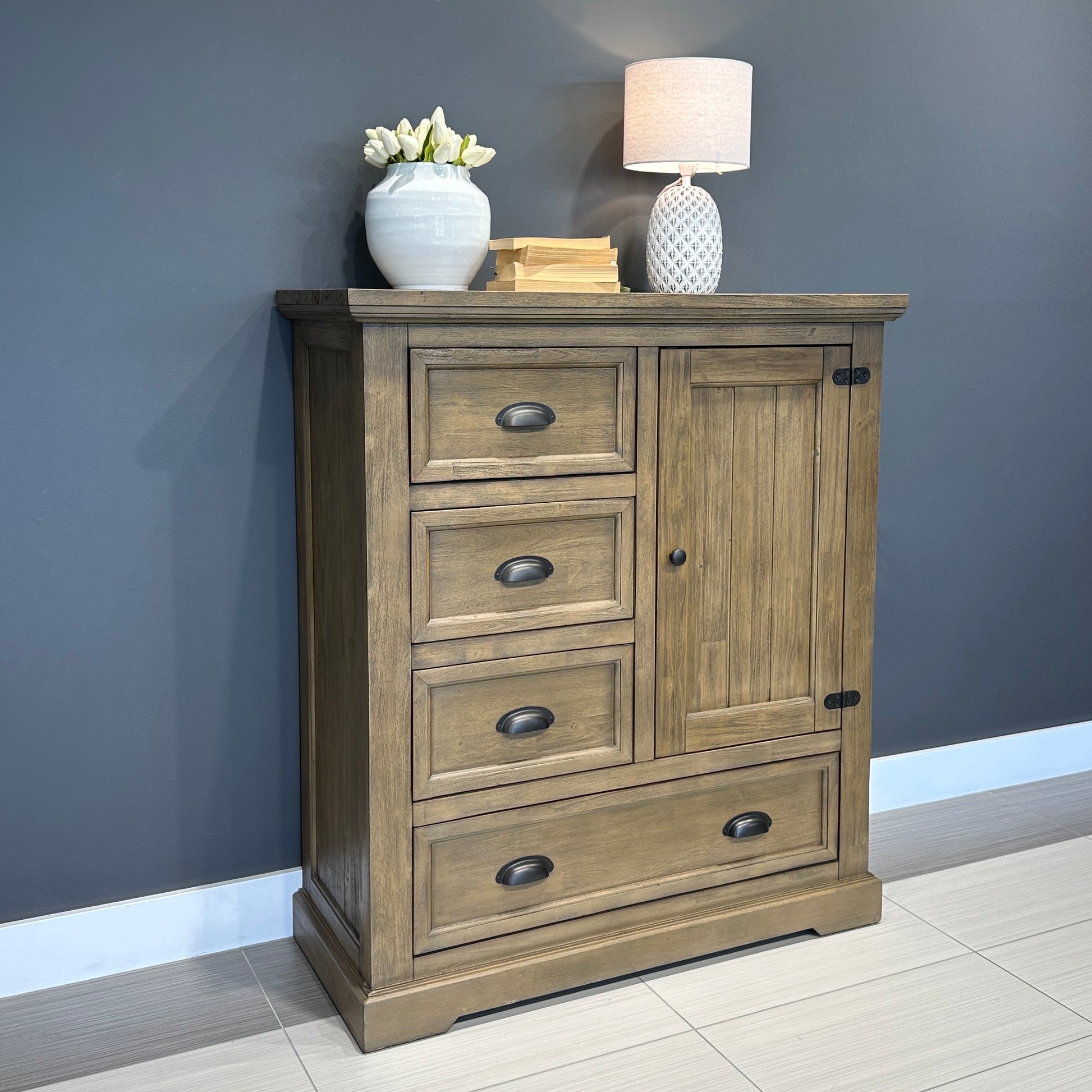 Macedon Tallboy 1 Door 4 Drawers