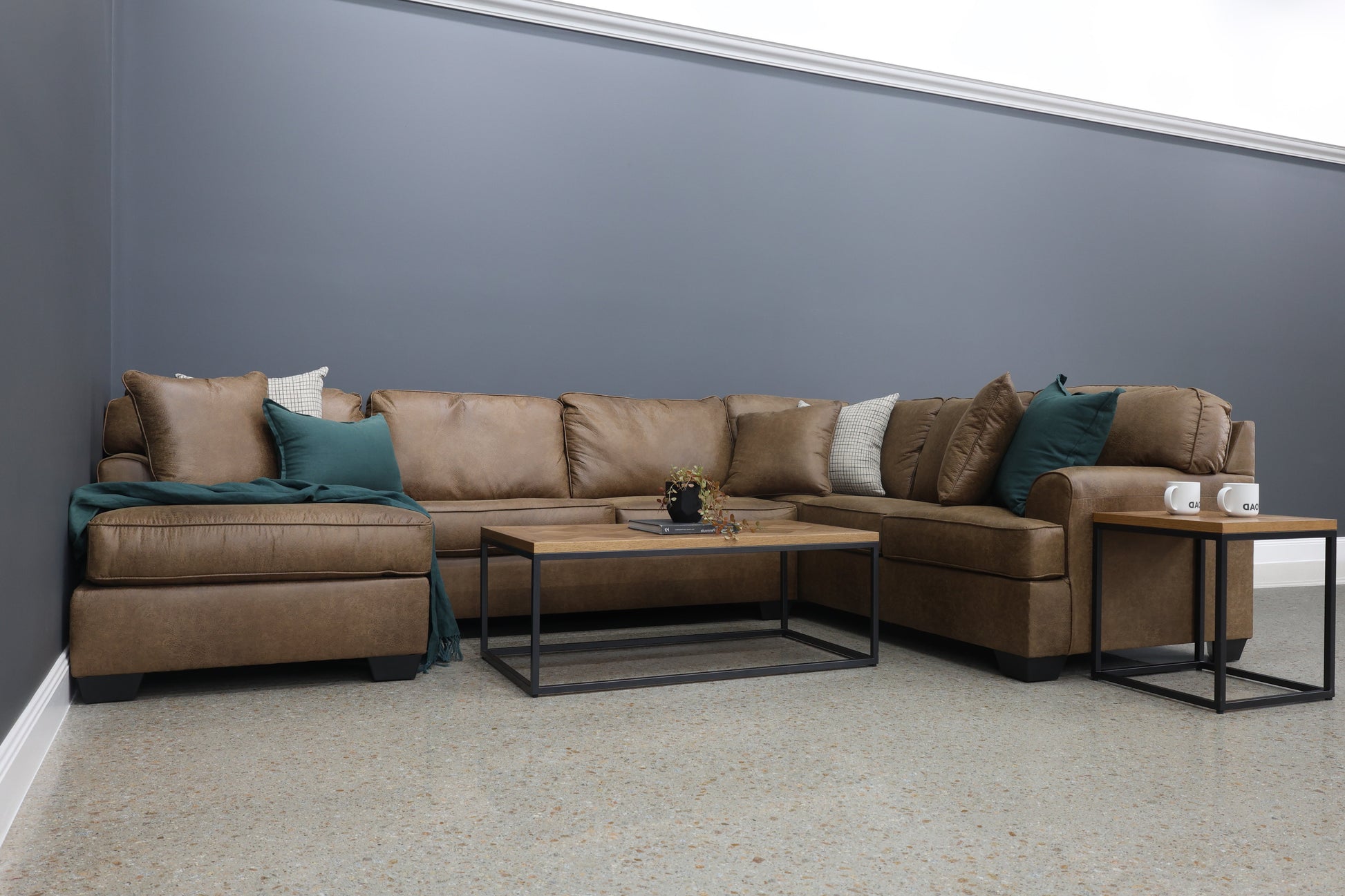 Norwood Corner Lounge w/ LHF Chaise - Tan Leather Air