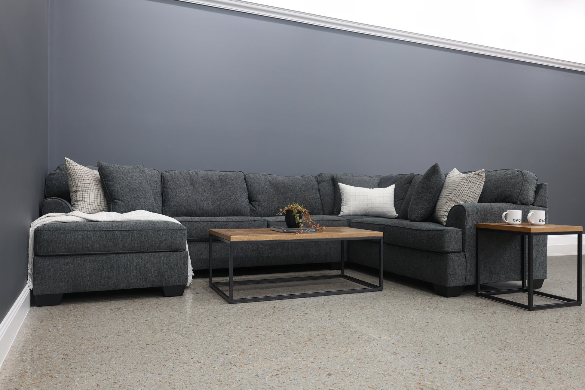 Norwood Corner Lounge w/ LHF Chaise - Dark Grey
