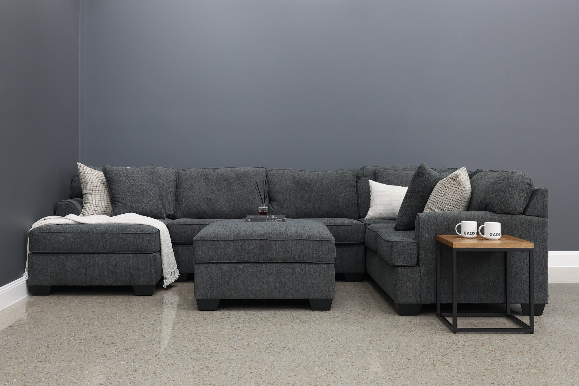 Norwood Corner Lounge w/ LHF Chaise - Dark Grey