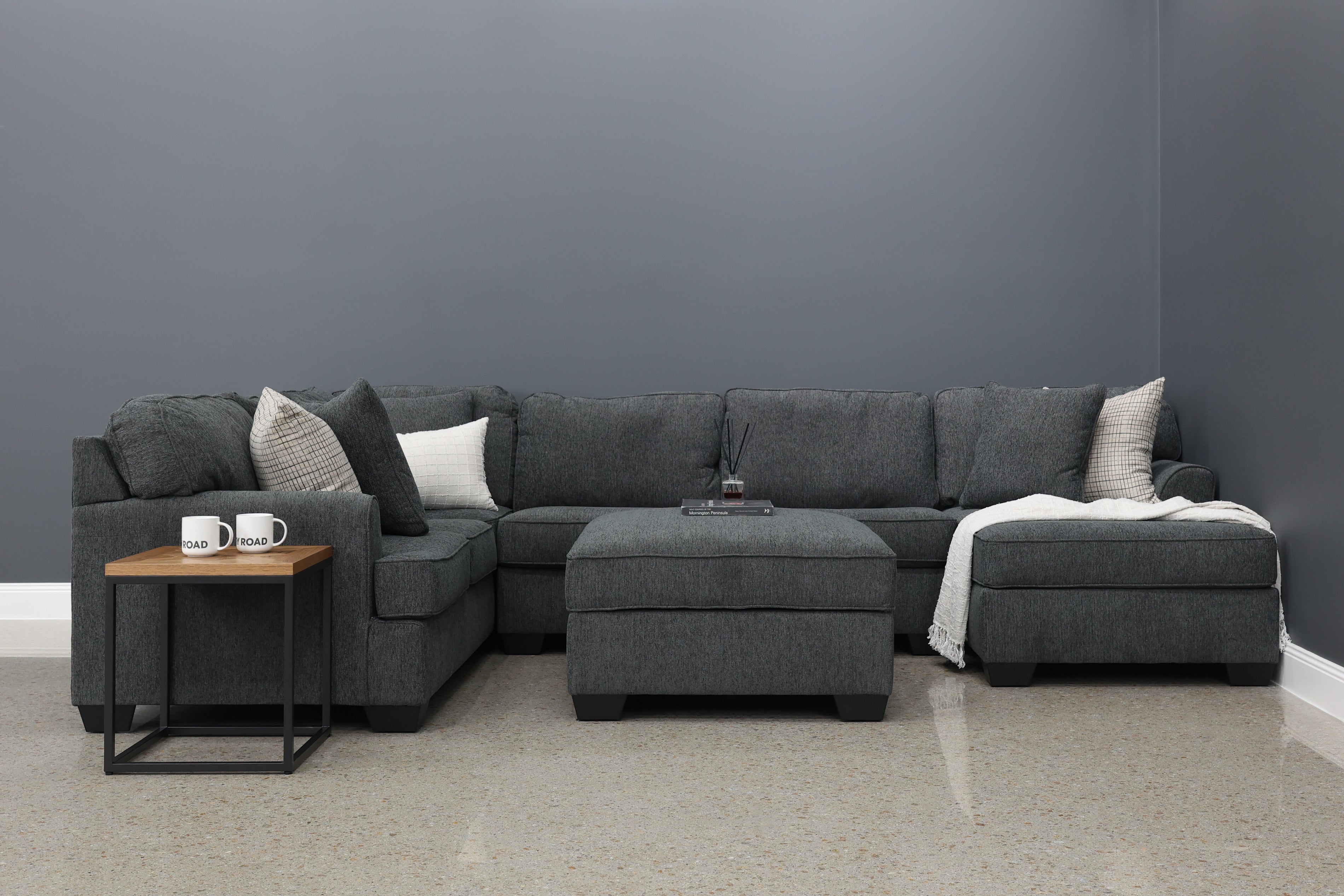Norwood Corner Lounge w/ RHF Chaise - Dark Grey