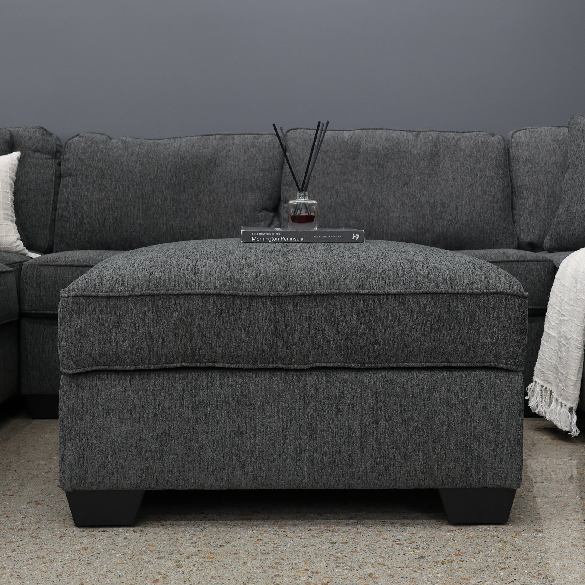 Norwood Ottoman w/ Storage - Dark Grey