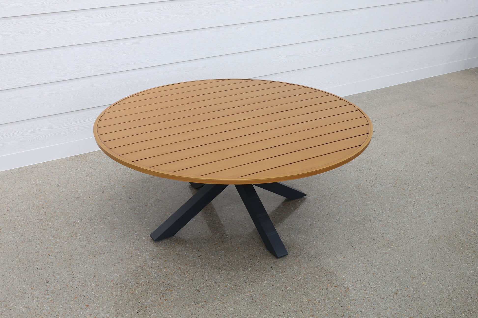 Mildura Round Dining Table - Charcoal / Brushed Teak