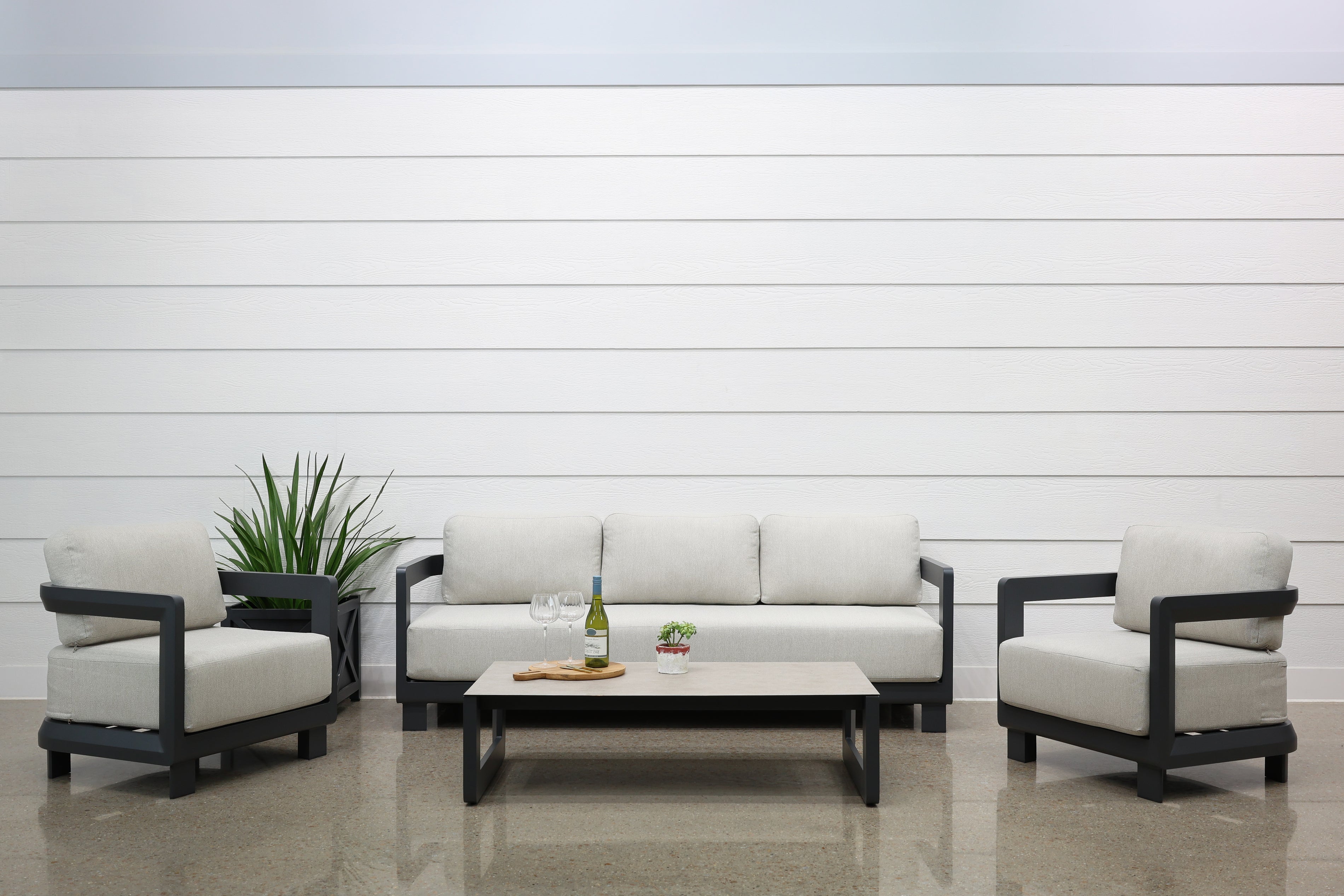 Anglesea 4 Piece Outdoor Lounge Setting - Charcoal