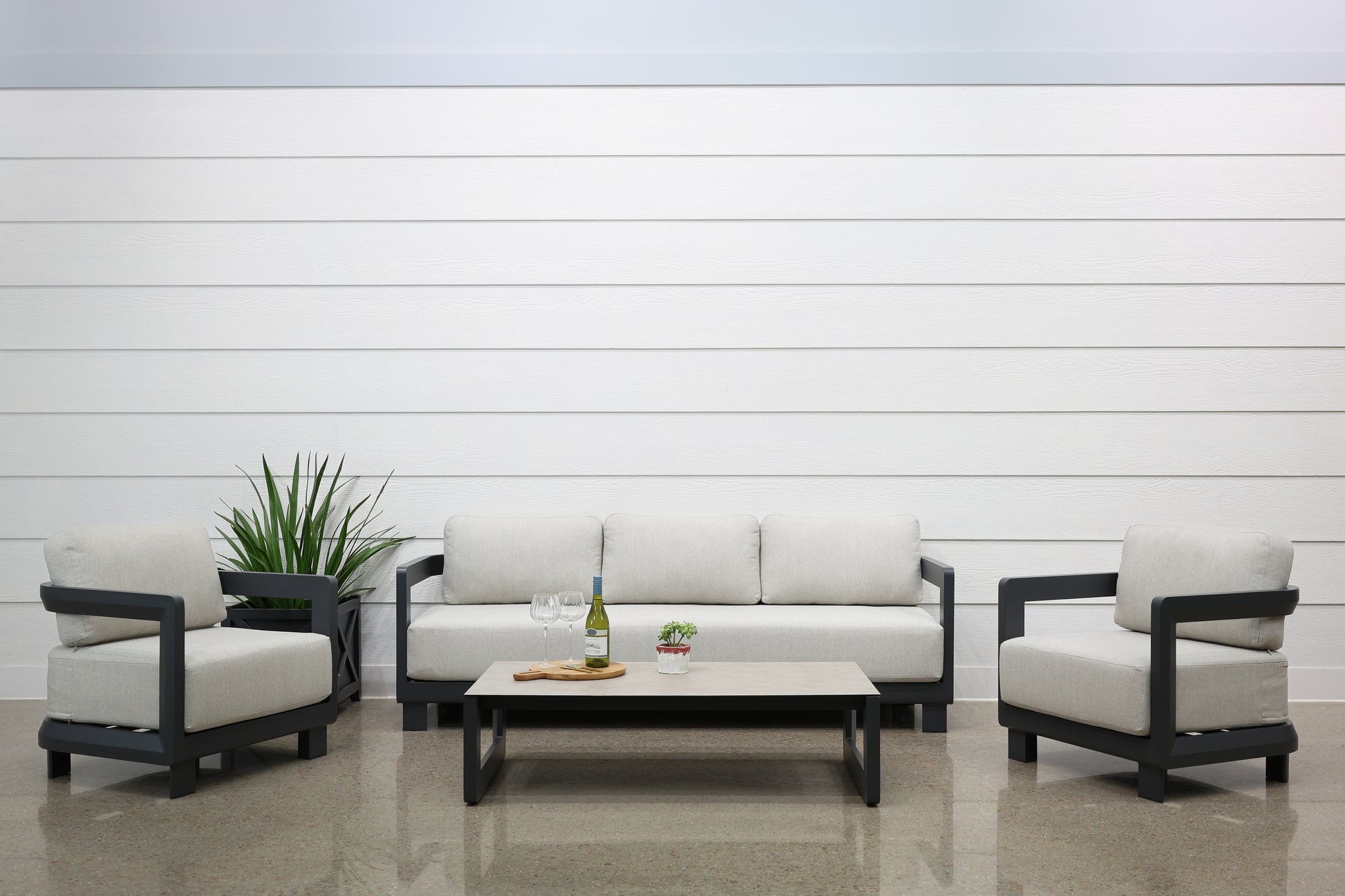 Anglesea 4 Piece Outdoor Lounge Setting - Charcoal