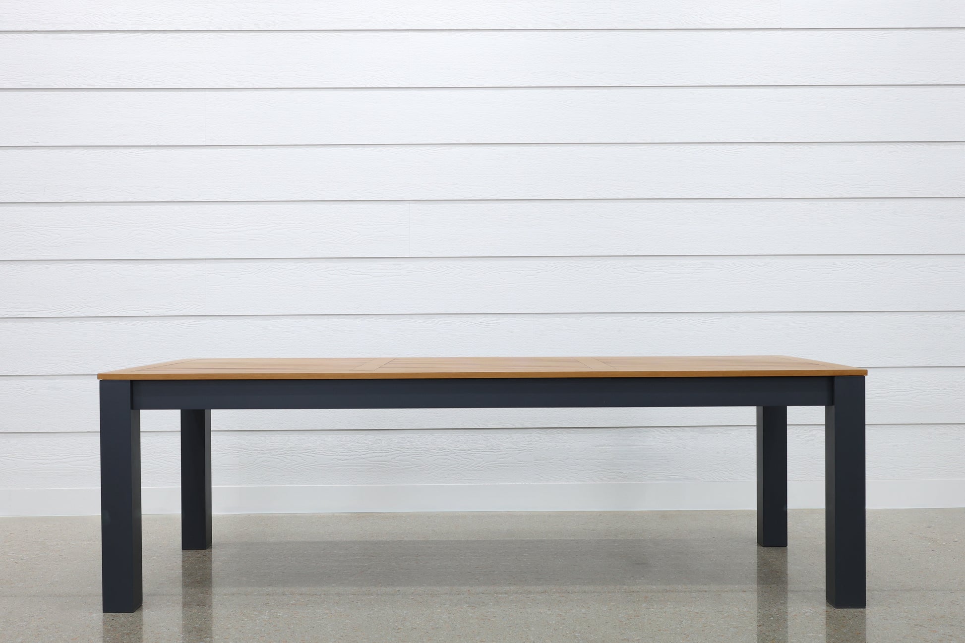 Mildura Rectangle Dining Table - Charcoal w/ Brushed Teak Top