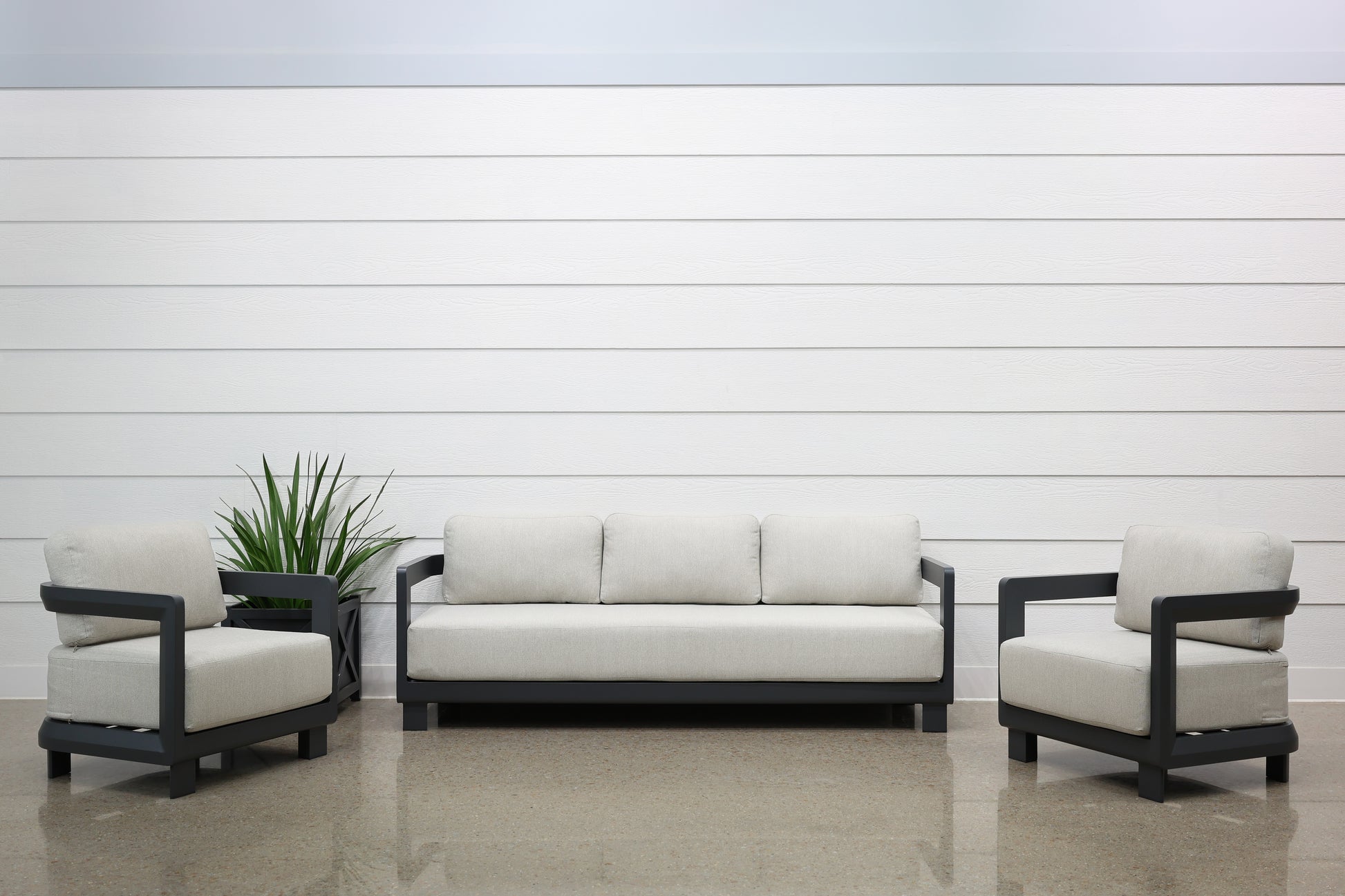 Anglesea 4 Piece Outdoor Lounge Setting - Charcoal