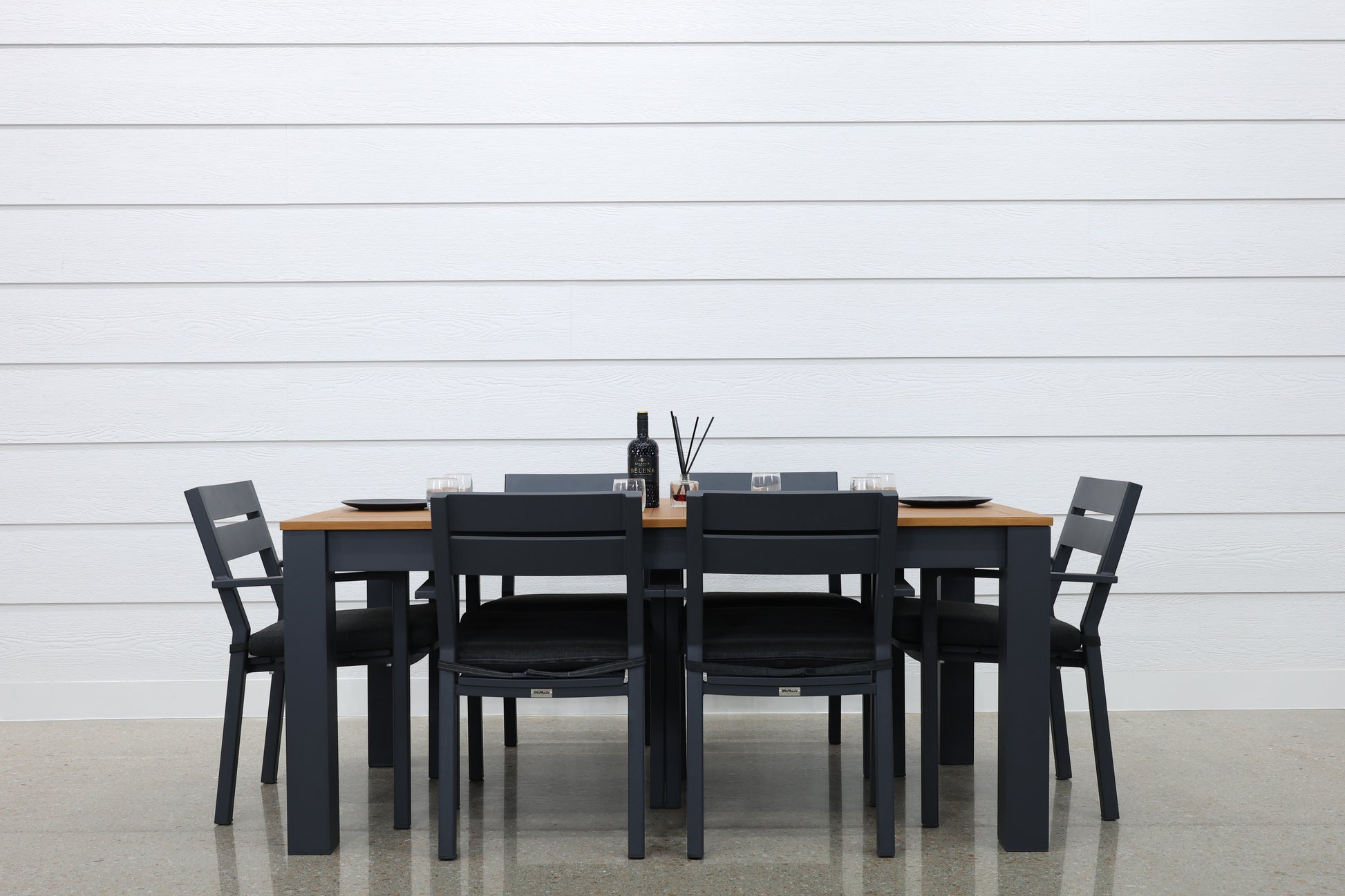 Mildura Dining Chair - Charcoal w/ Denim Grey Cushion