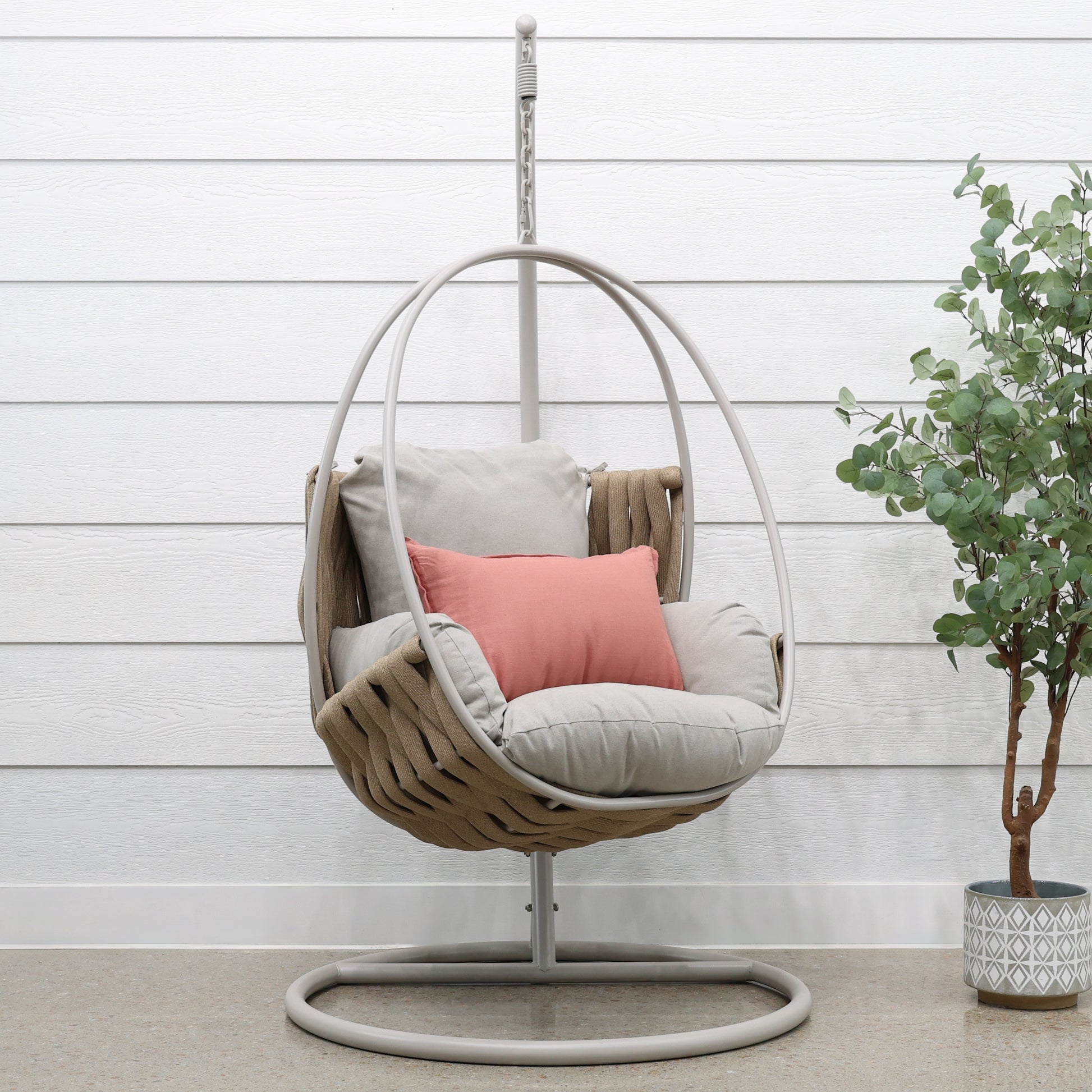 Lily Hanging Egg Chair - Stone