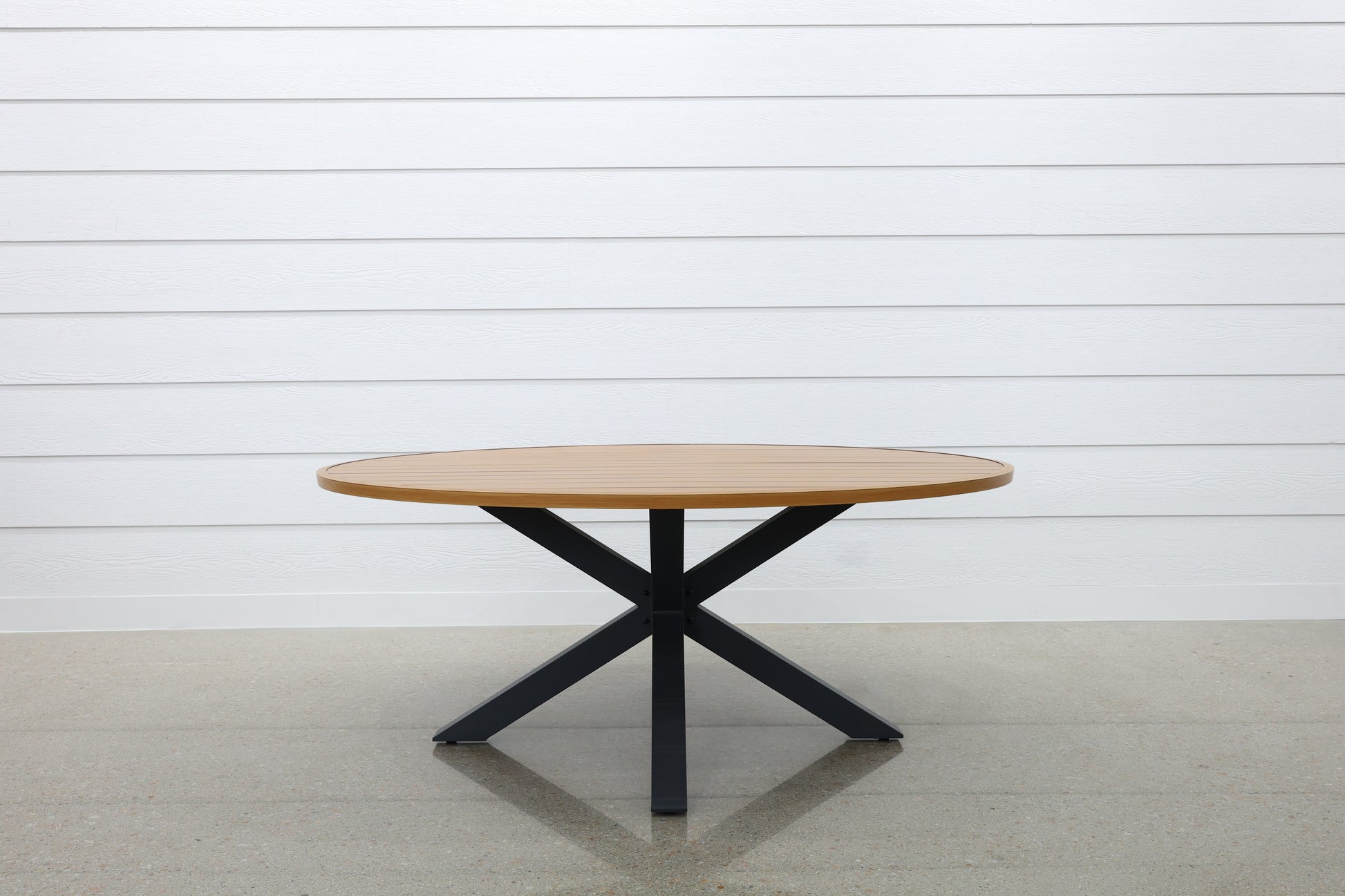 Mildura Round Dining Table - Charcoal / Brushed Teak