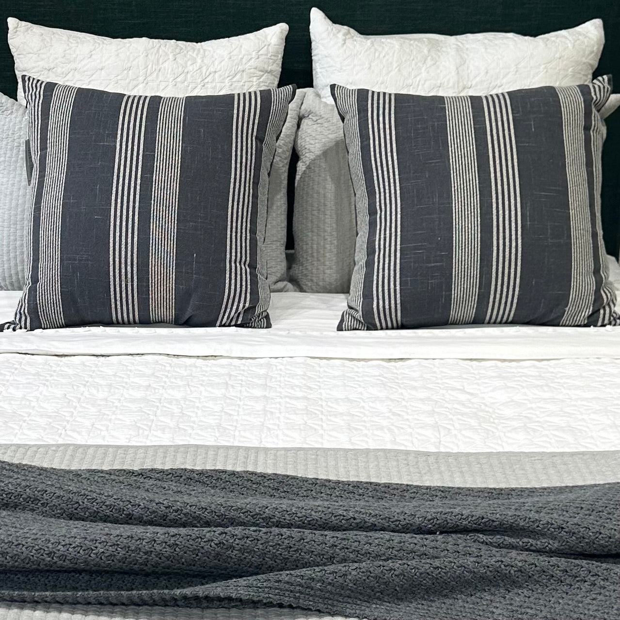 Large Moss Stitch Throw Australian Merino Wool - Charcoal