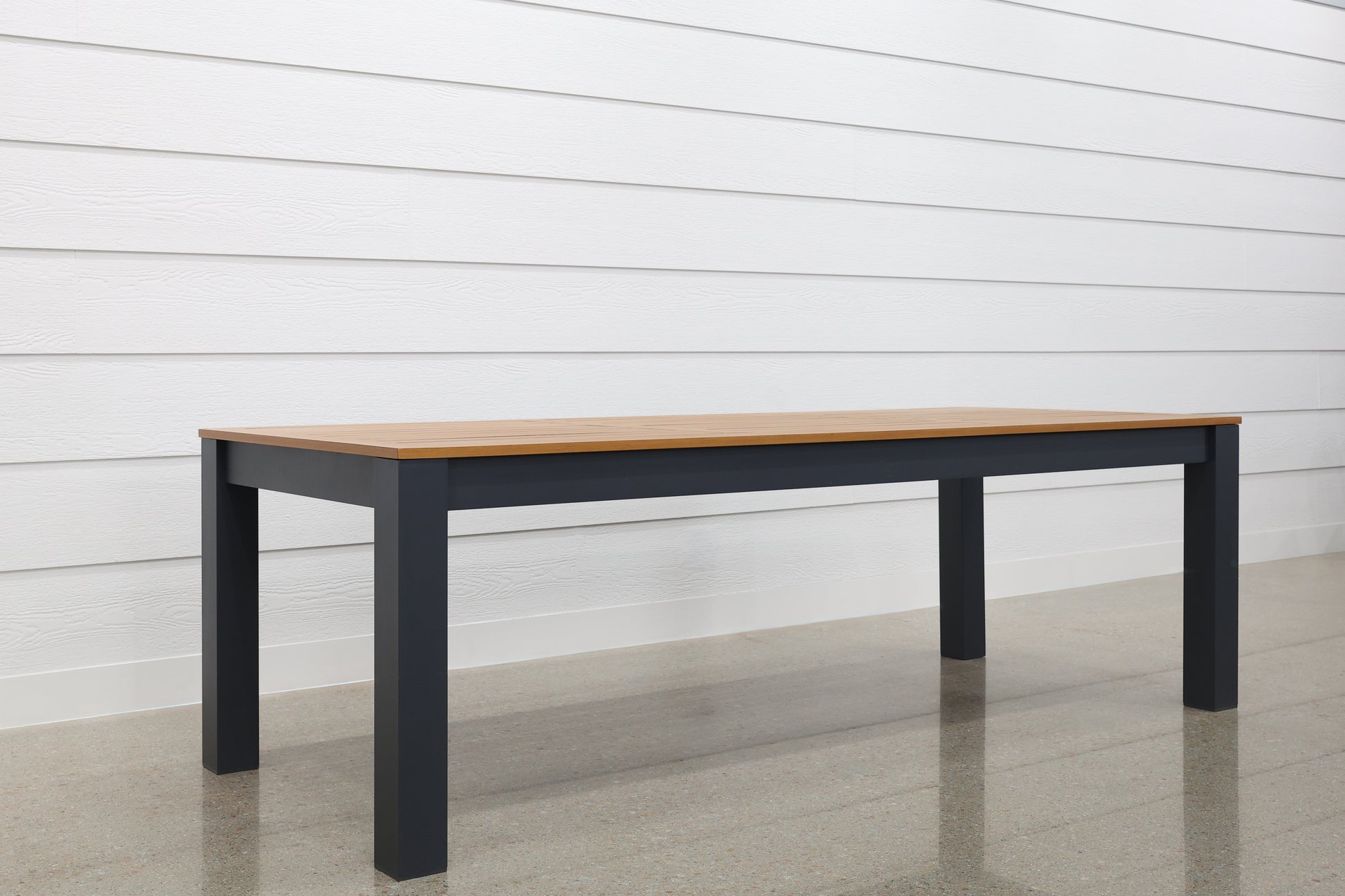 Mildura Rectangle Dining Table - Charcoal w/ Brushed Teak Top