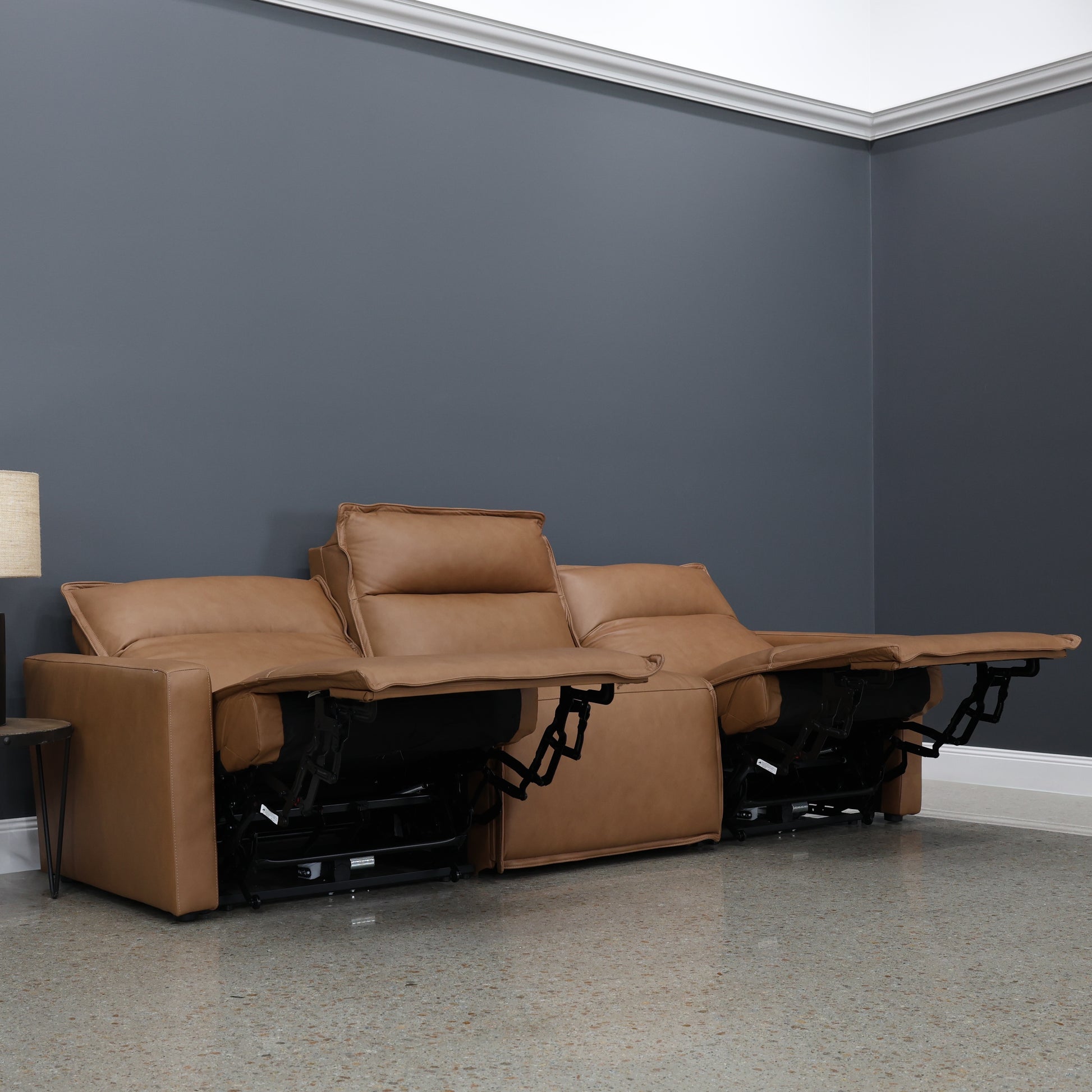 Bathurst Electric Reclining Sofa - Tan Leather