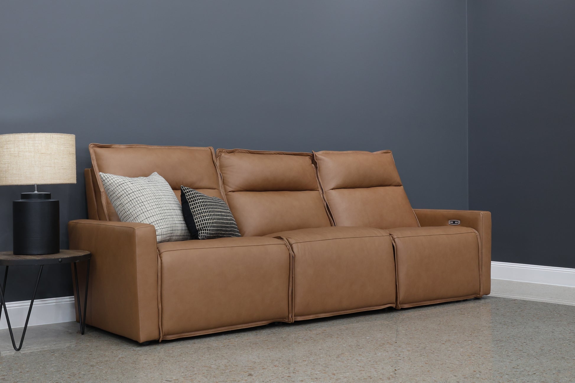 Bathurst Electric Reclining Sofa - Tan Leather