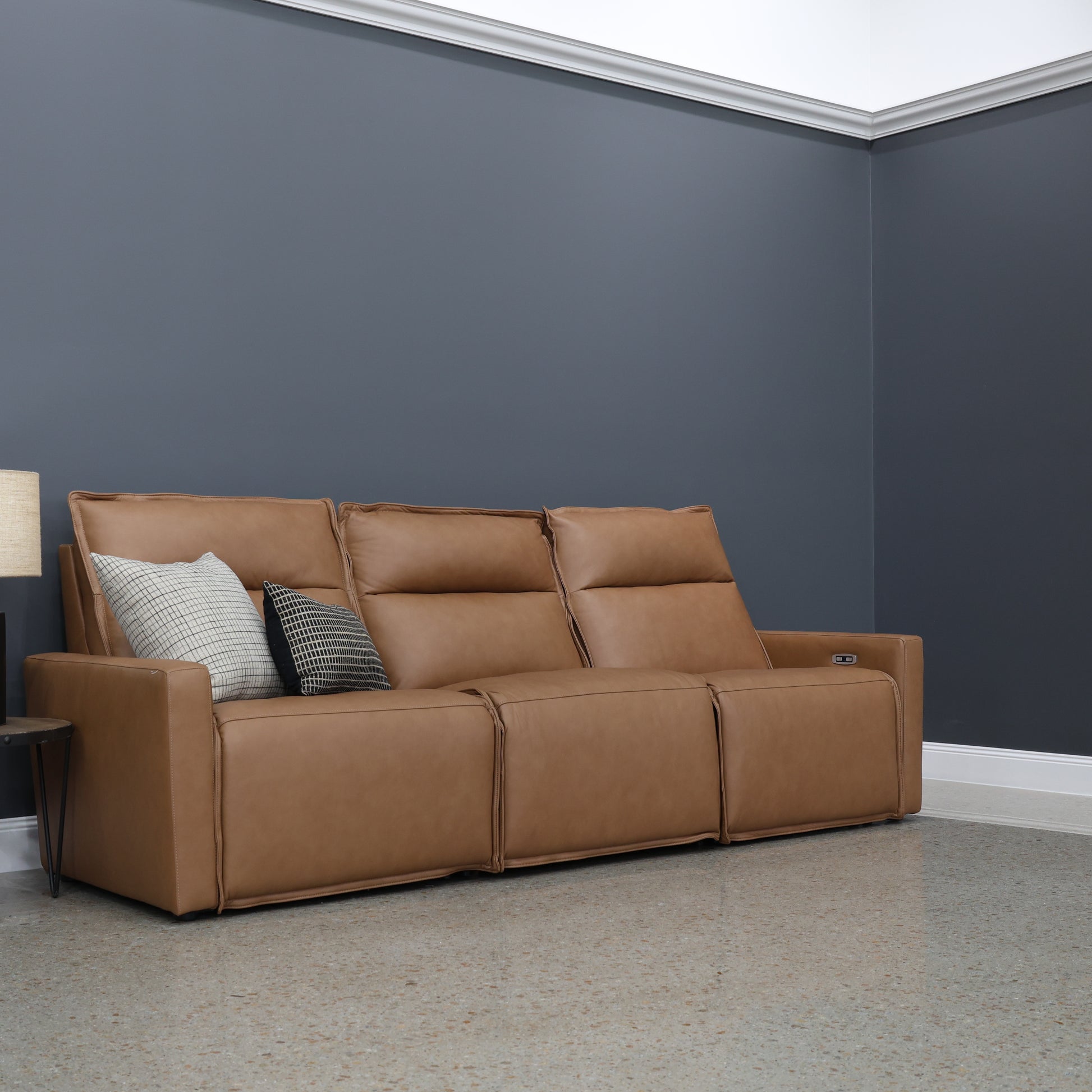 Bathurst Electric Reclining Sofa - Tan Leather