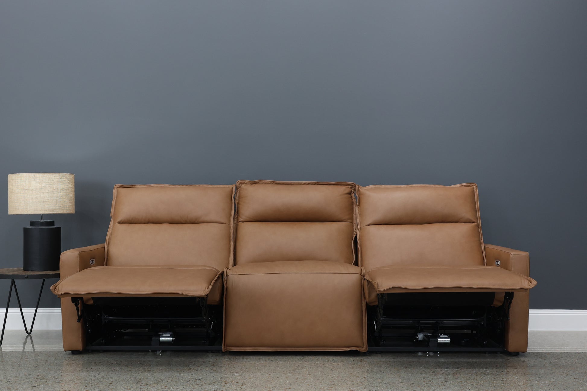 Bathurst Electric Reclining Sofa - Tan Leather