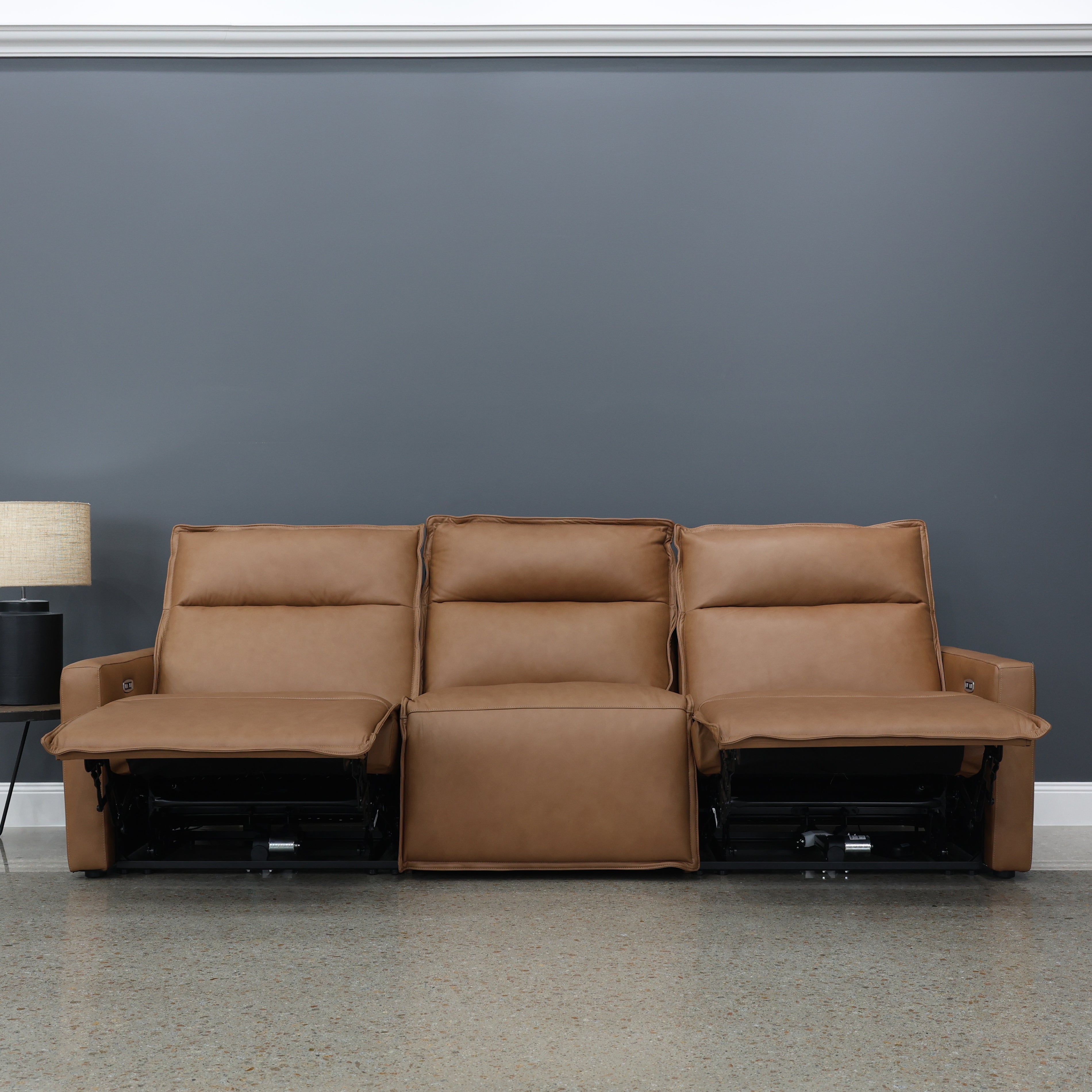 Bathurst Electric Reclining Sofa - Tan Leather
