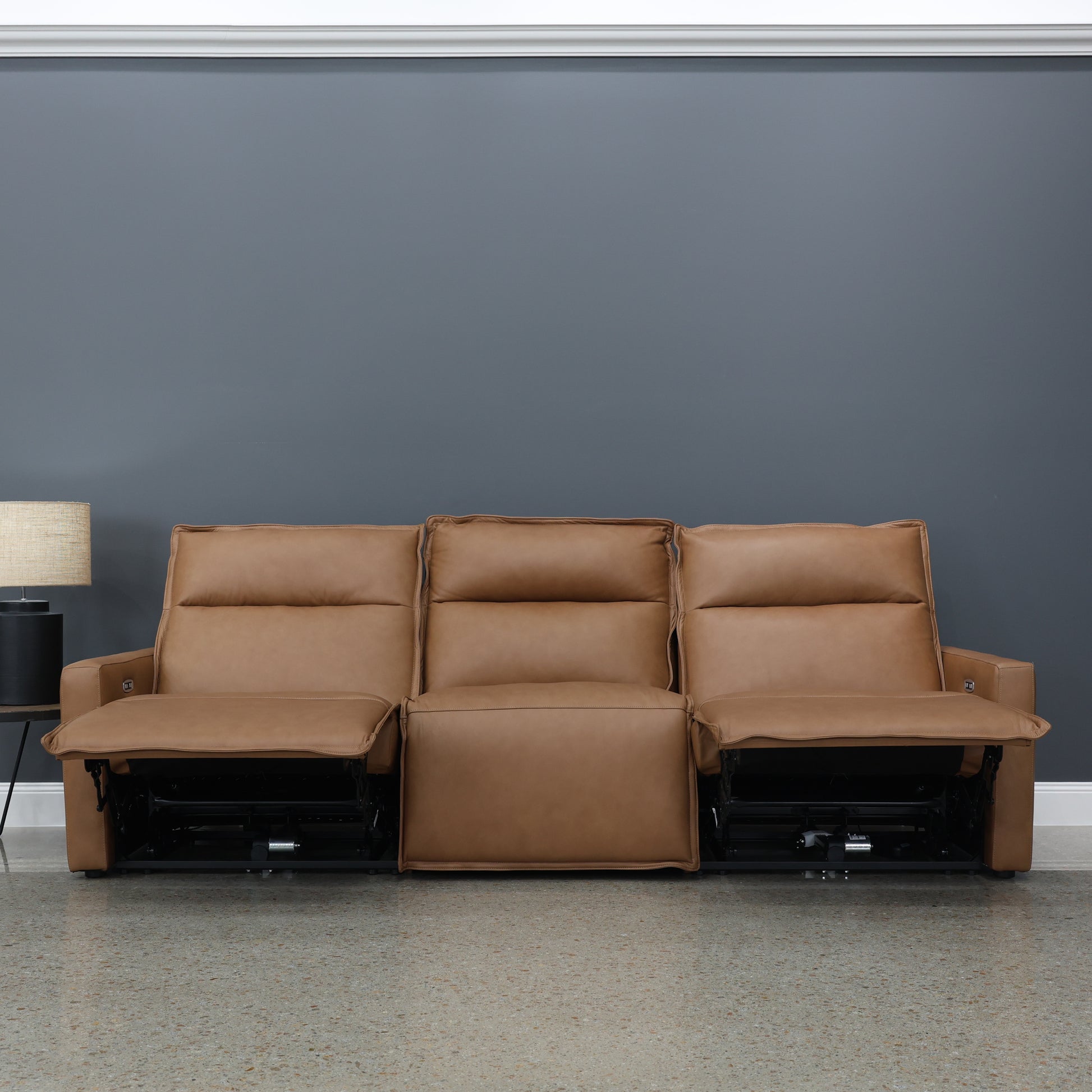 Bathurst Electric Reclining Sofa - Tan Leather