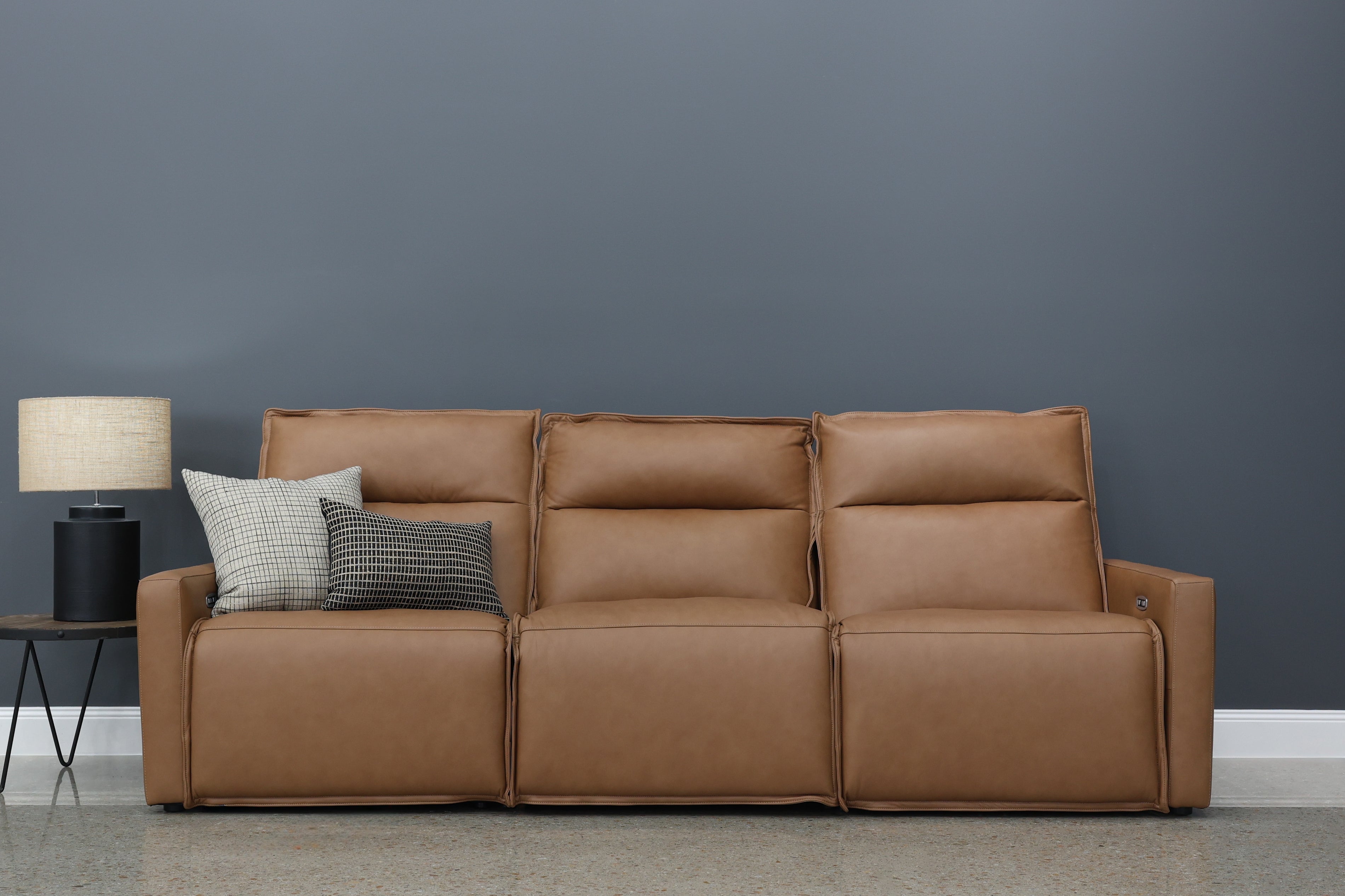 Bathurst Electric Reclining Sofa - Tan Leather