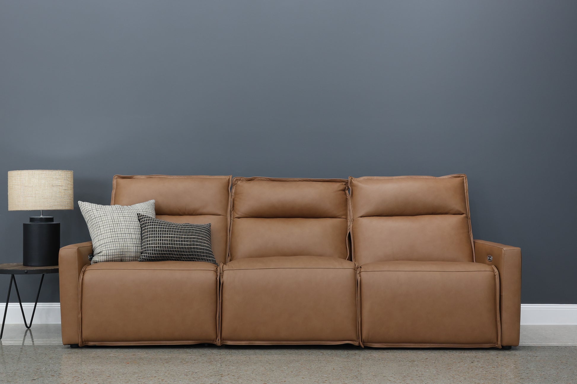 Bathurst Electric Reclining Sofa - Tan Leather