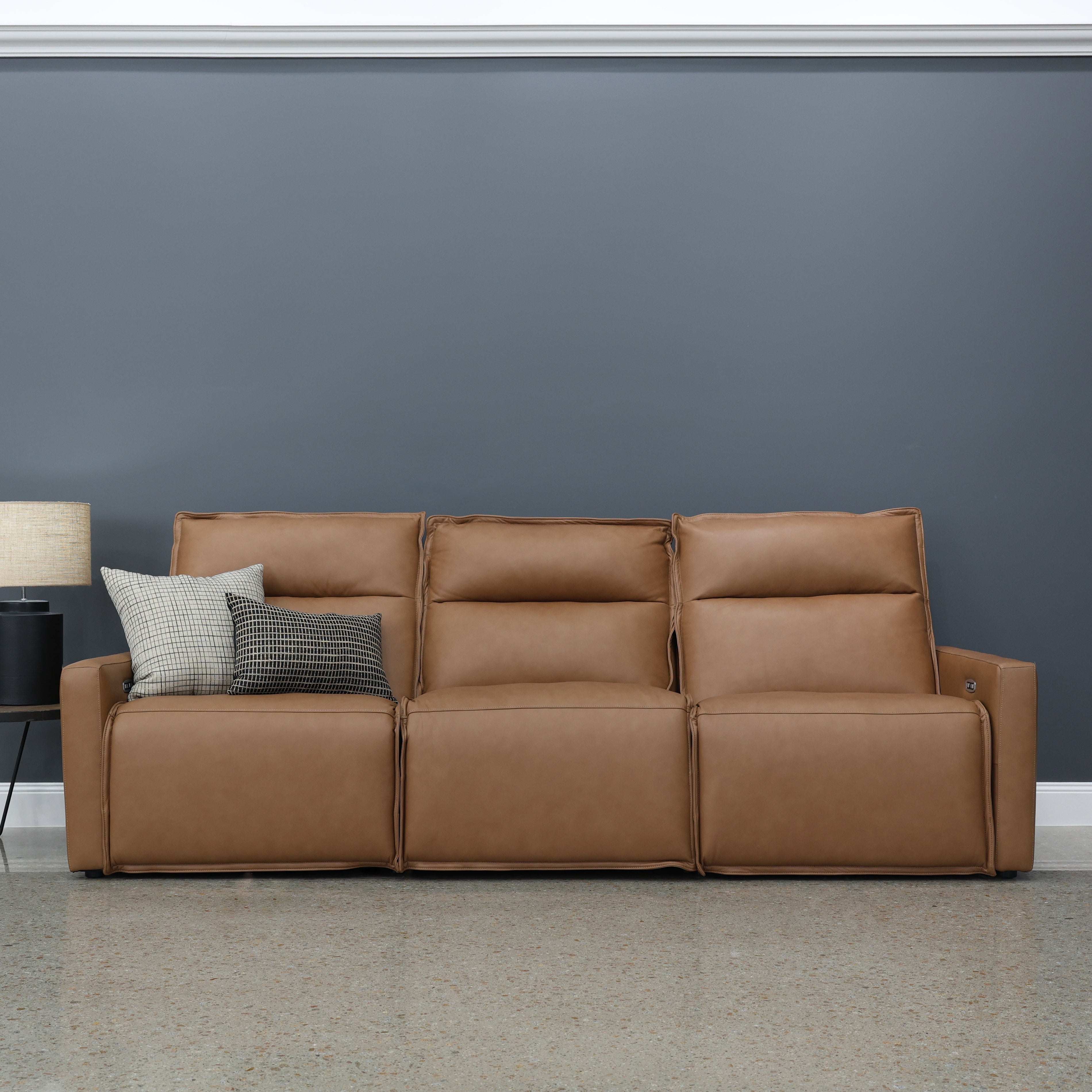 Bathurst Electric Reclining Sofa - Tan Leather