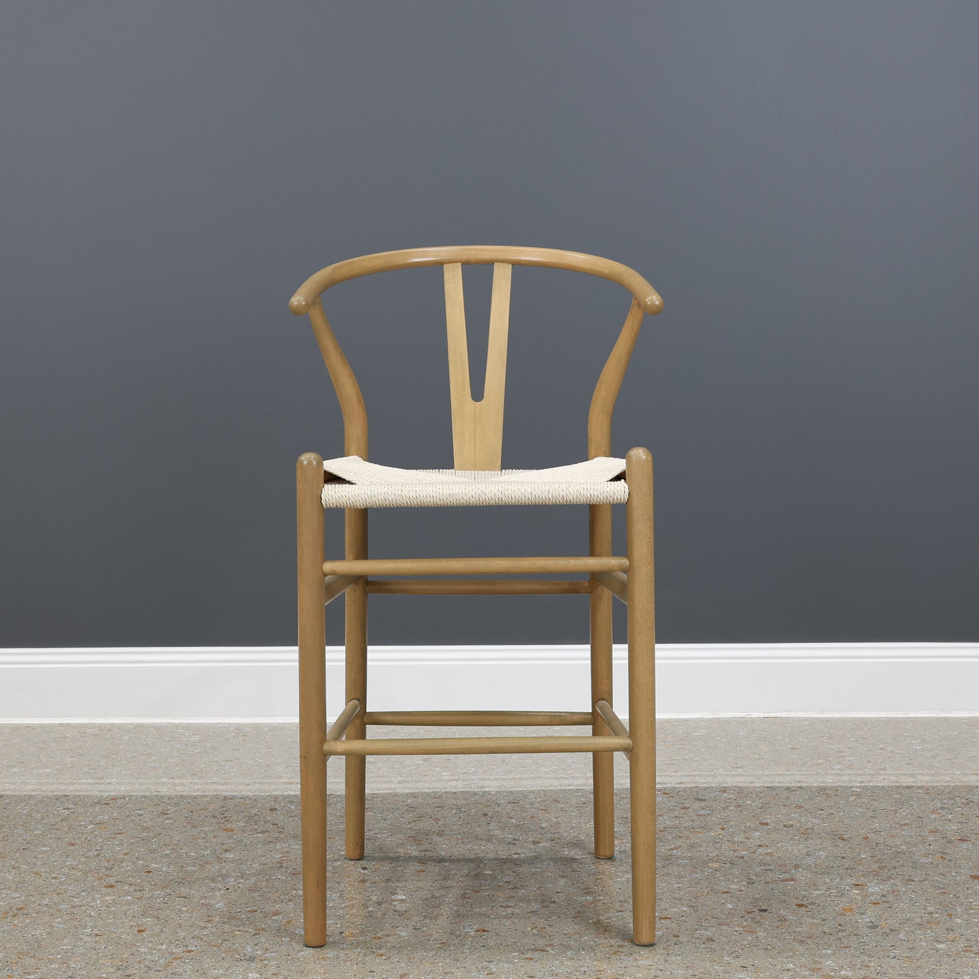 Wishbone Bar Stool Natural Wash w/ Natural Seat – McPhails Furniture