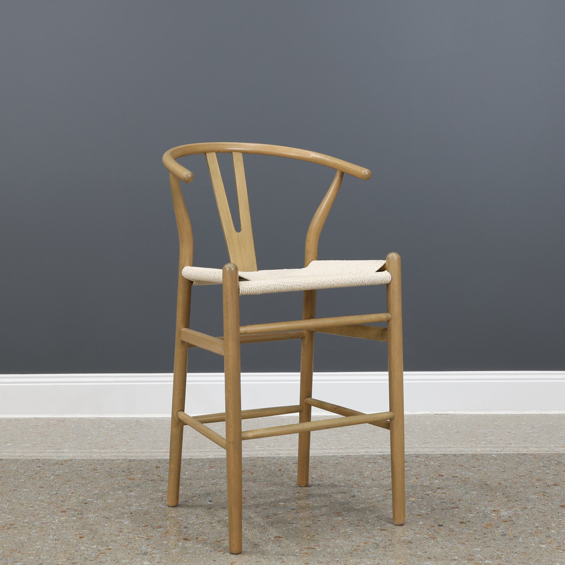 Wishbone Bar Stool Natural Wash w/ Natural Seat – McPhails Furniture