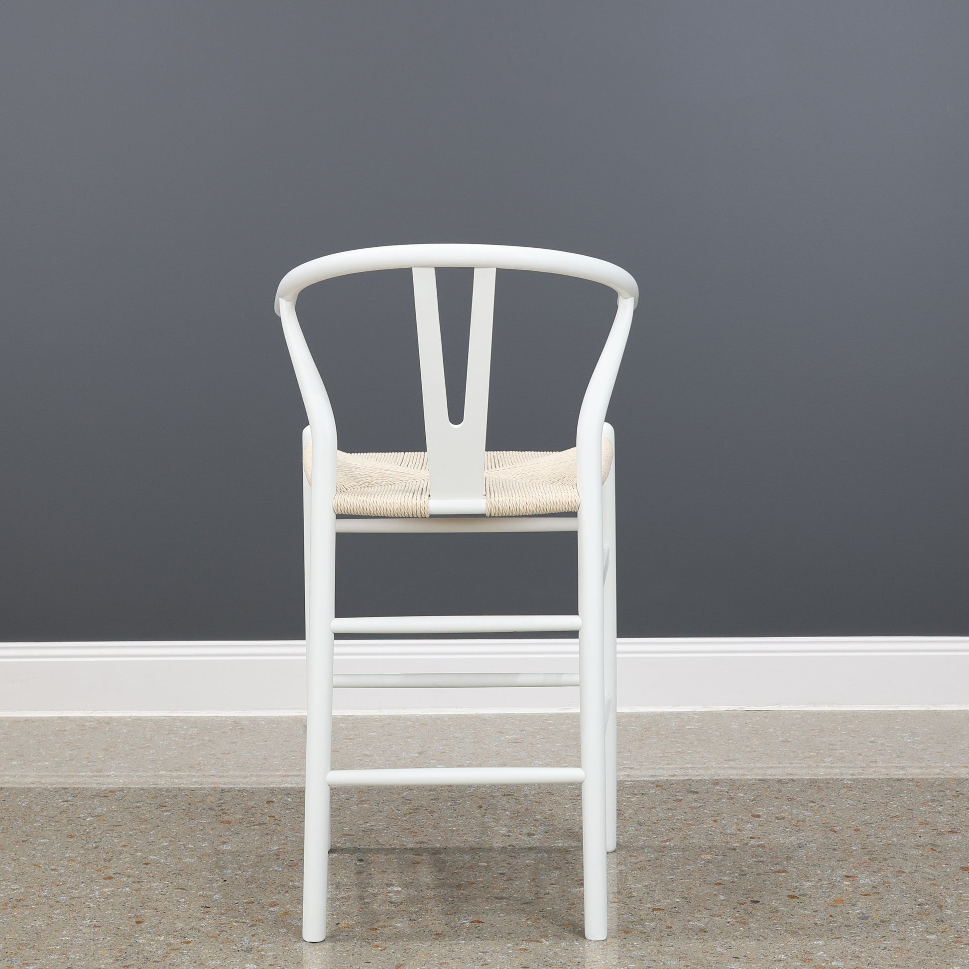 Wishbone Bar Stool White w/ Natural Seat – McPhails Furniture