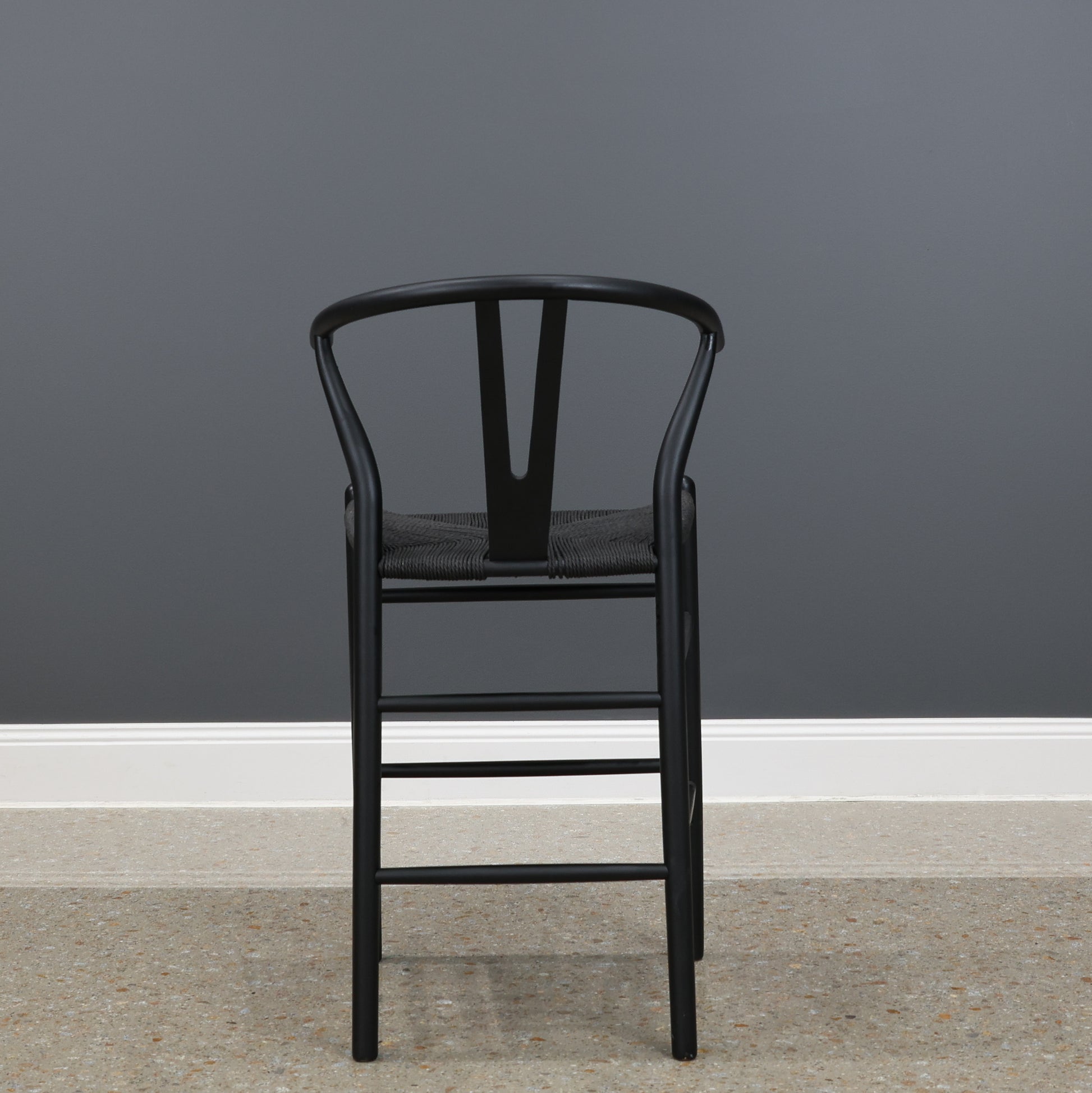 Wishbone Bar Stool - Black w/ Black Seat