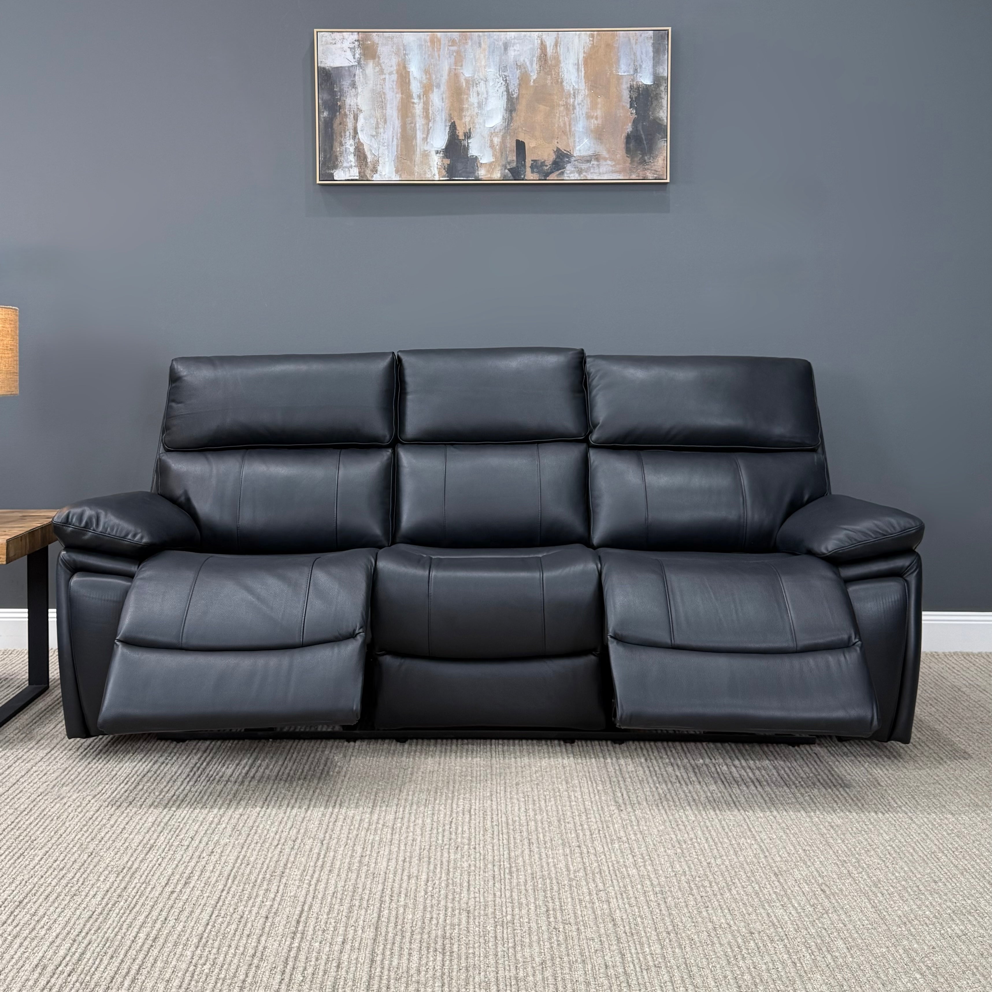 Parkes 3 Seater Electric Sofa - Black Leather