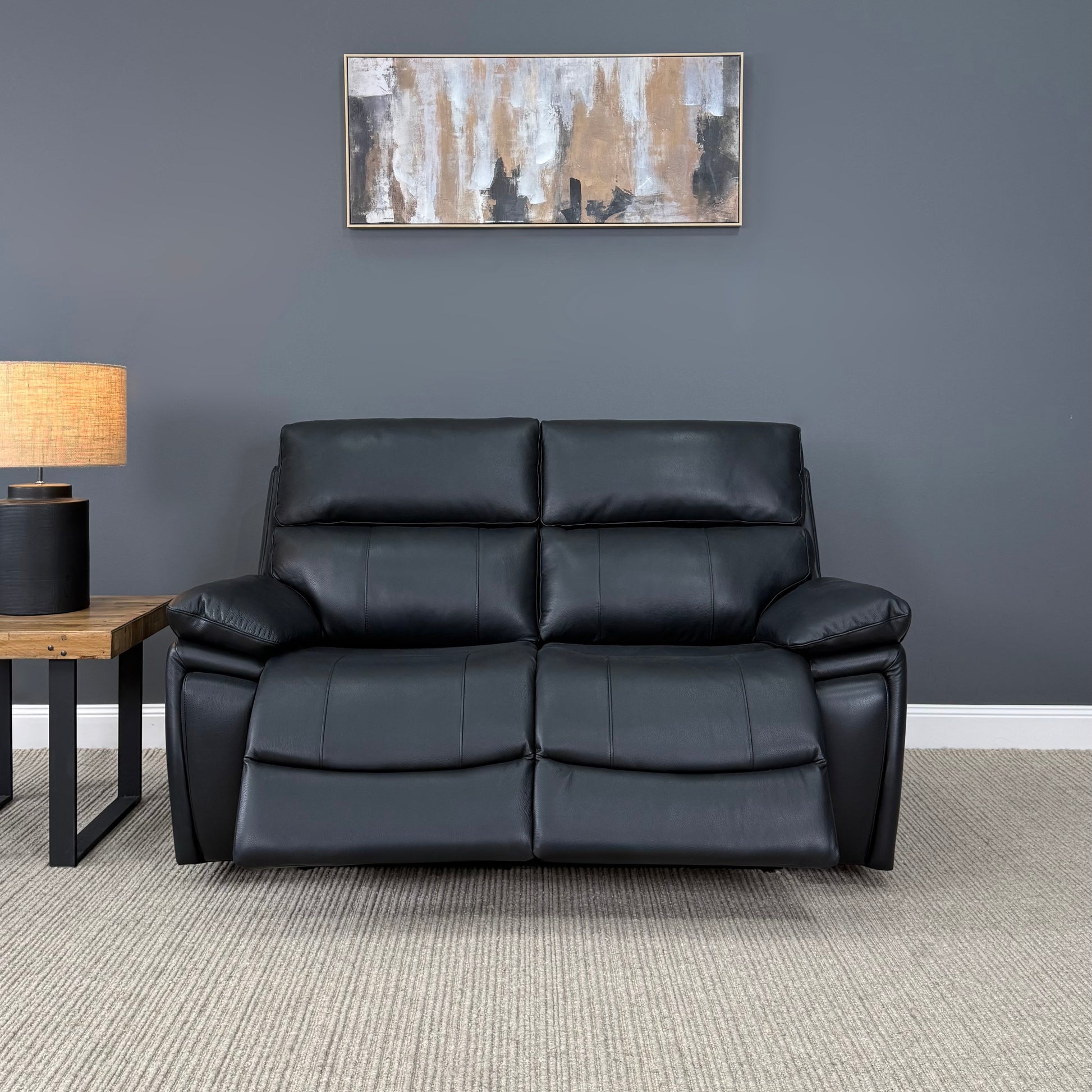 Parkes 2 Seater Electric Sofa - Black Leather