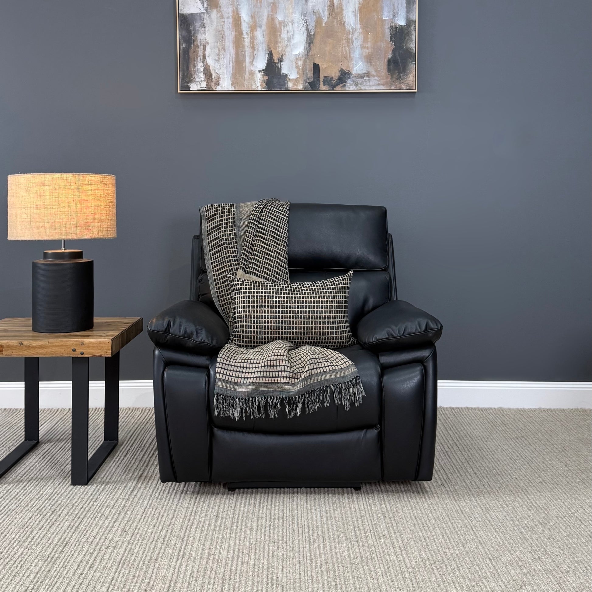 Parkes 1 Seater Electric Recliner - Black Leather