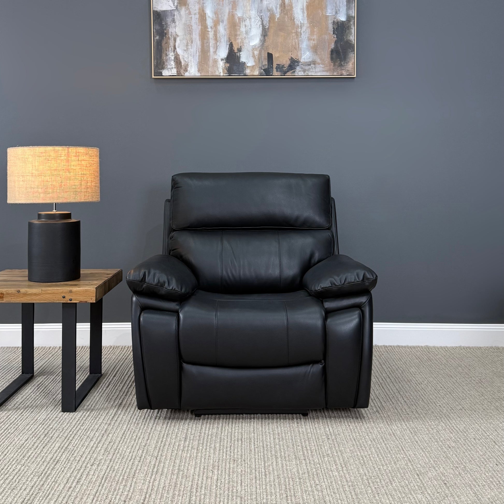 Parkes 1 Seater Electric Recliner - Black Leather